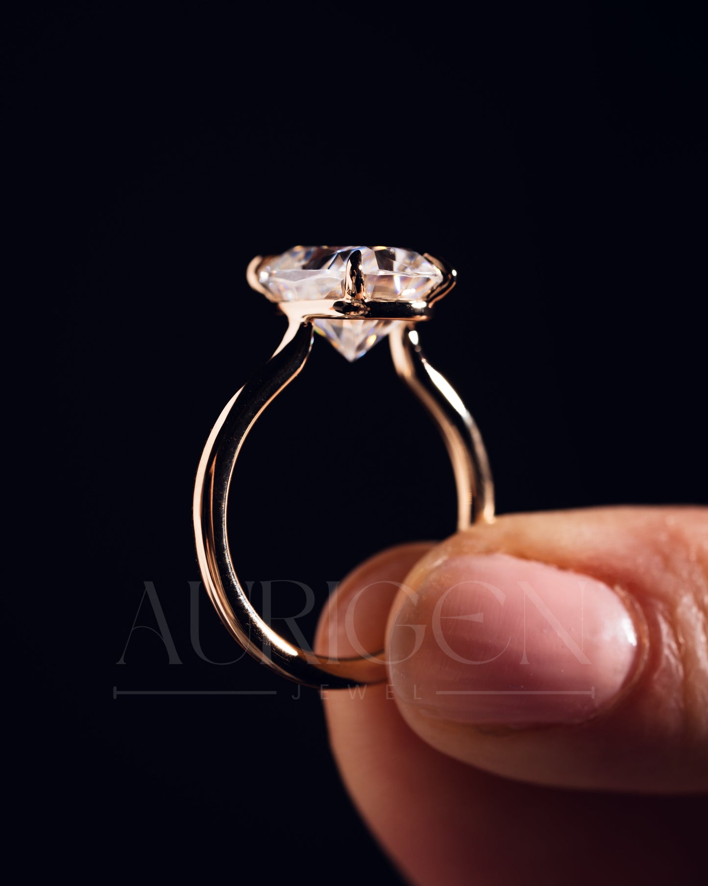 Cushion Cut Moissanite and Lab Grown Diamond Ring- Solitaire Ring in Solid Gold