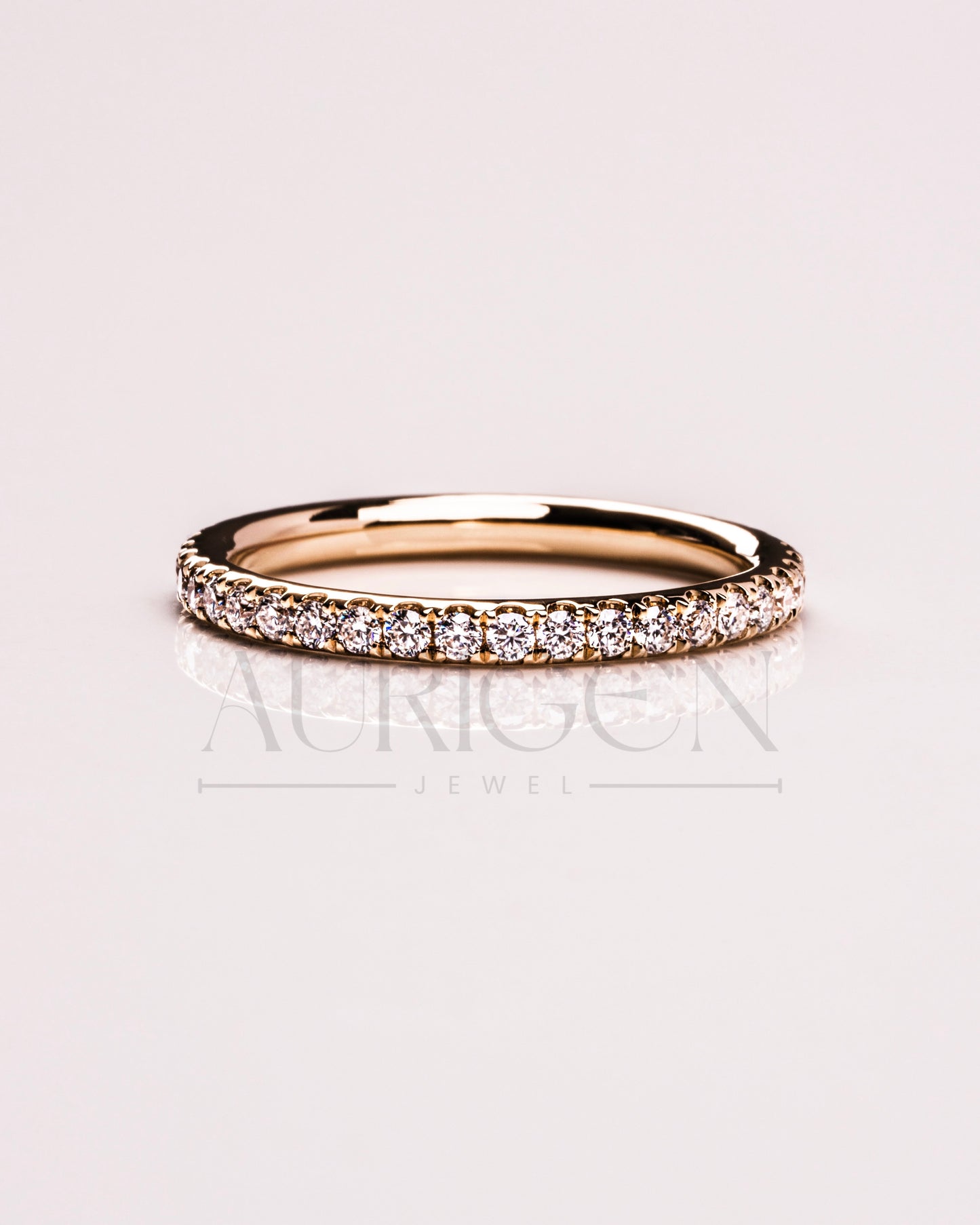 18K Rose Gold Emerald Moissanite & Leb Diamond Engagement Ring with Matching Pave Band