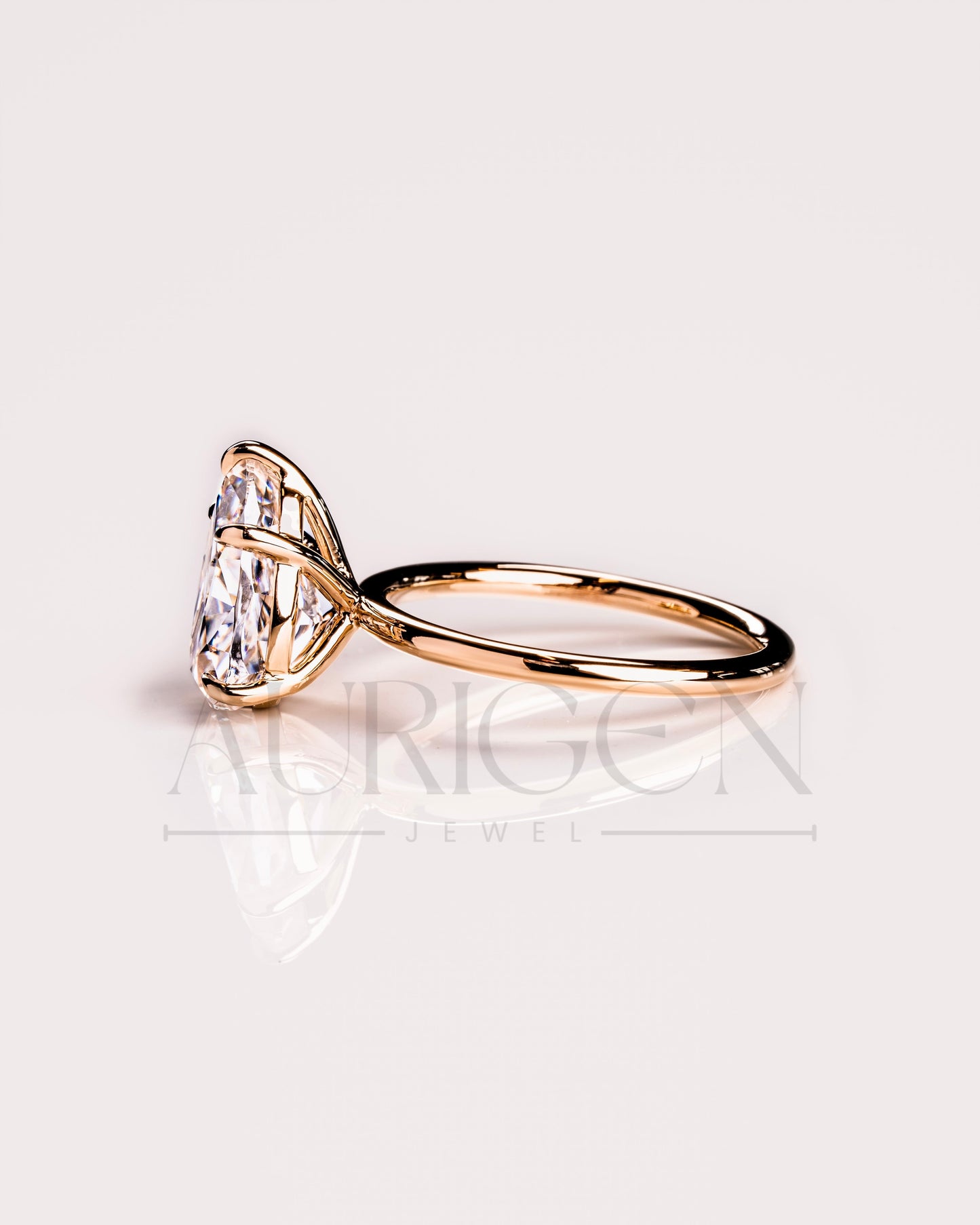 Crushed Ice Pear Moissanite and Lab Grown Diamond Solitaire Engagement Ring