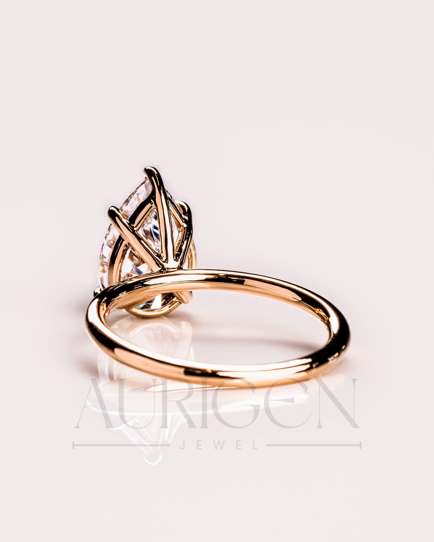 Crushed Ice Pear Moissanite and Lab Grown Diamond Solitaire Engagement Ring