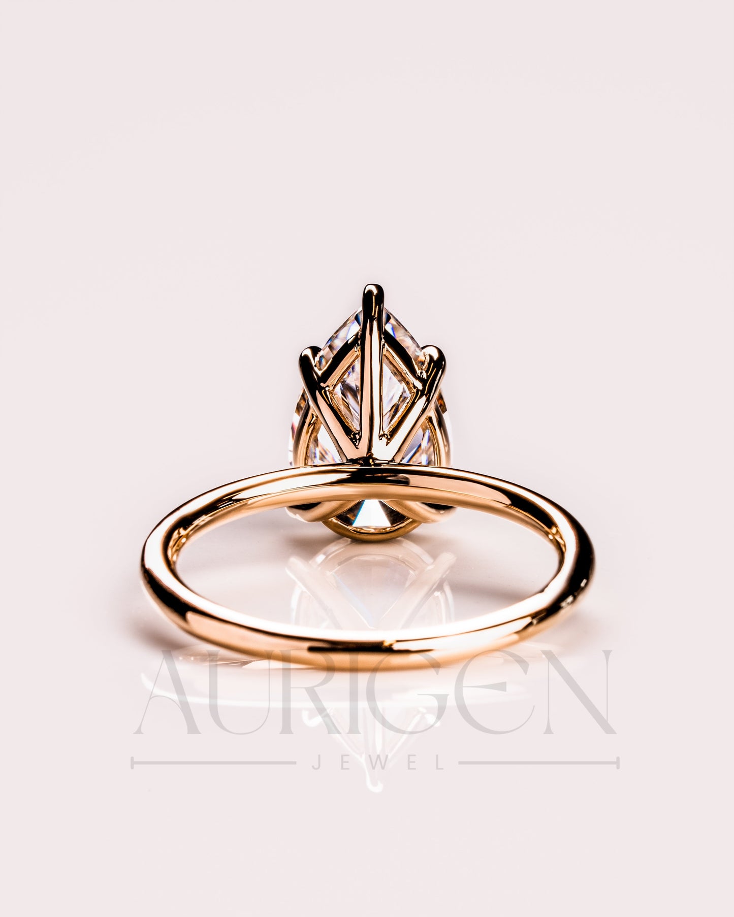 Crushed Ice Pear Moissanite and Lab Grown Diamond Solitaire Engagement Ring