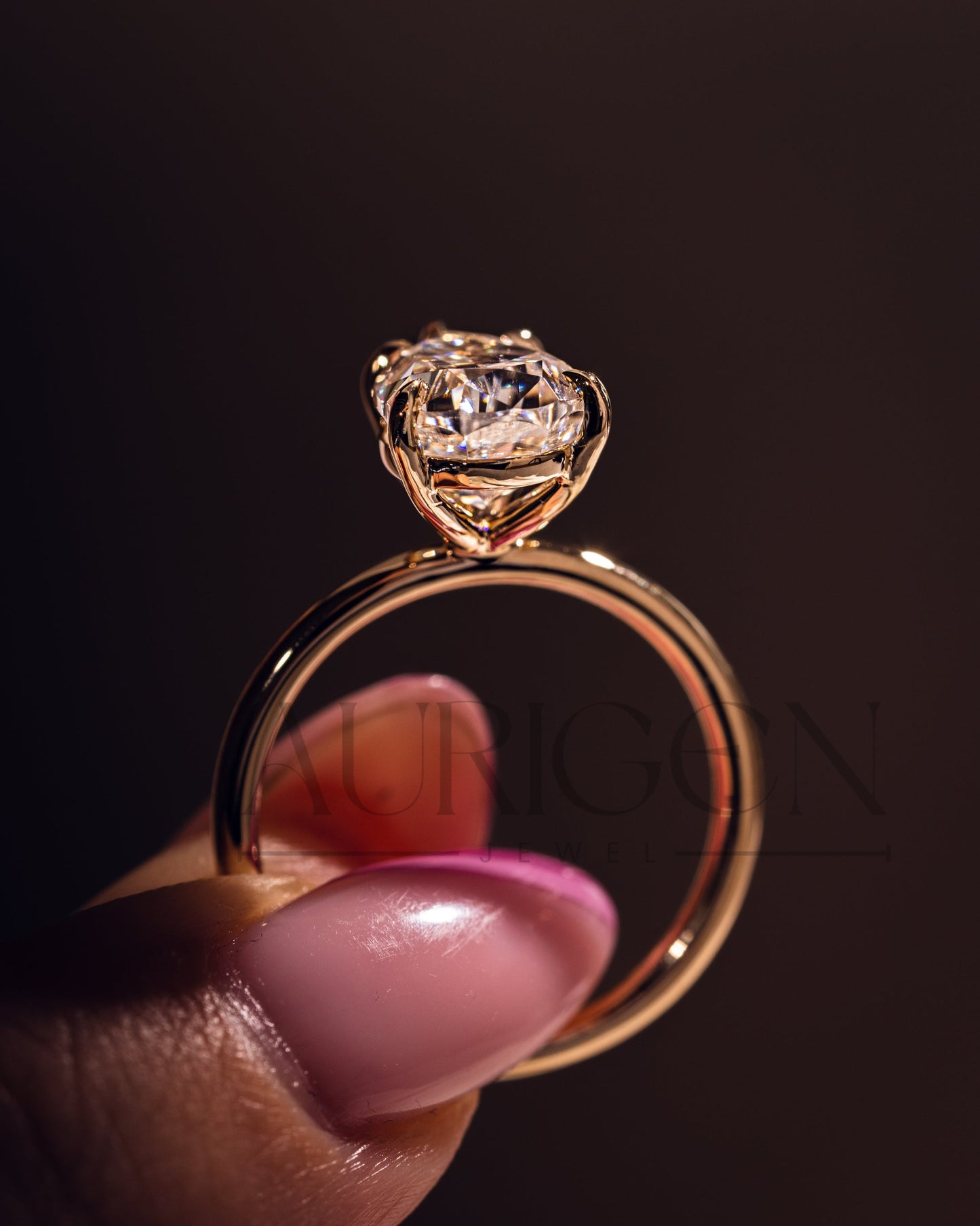 Crushed Ice Pear Moissanite and Lab Grown Diamond Solitaire Engagement Ring
