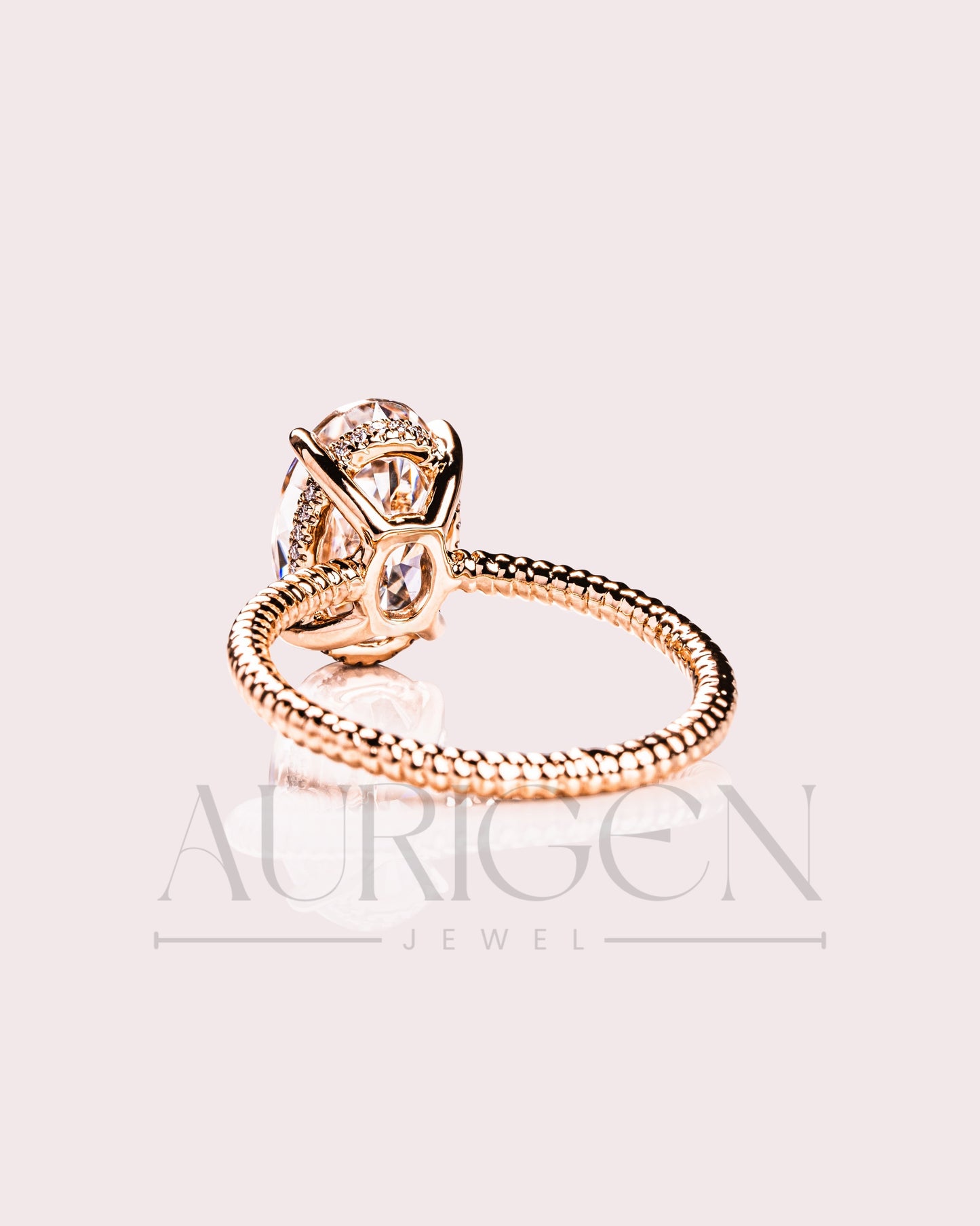Inspired Crushed Ice Oval Cut Moissanite and Lab Grown Diamond 14K Solid Gold Ring