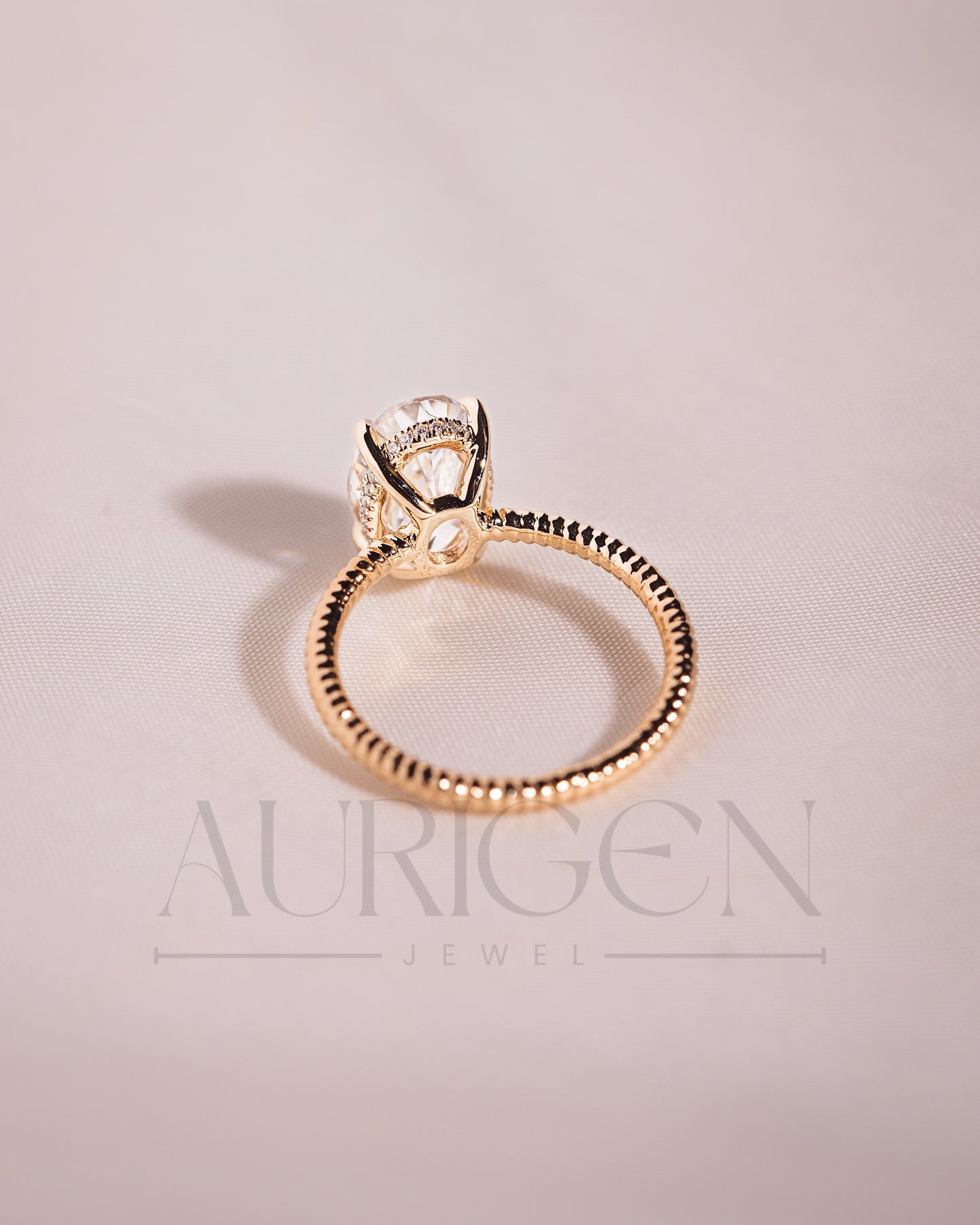 Inspired Crushed Ice Oval Cut Moissanite and Lab Grown Diamond 14K Solid Gold Ring