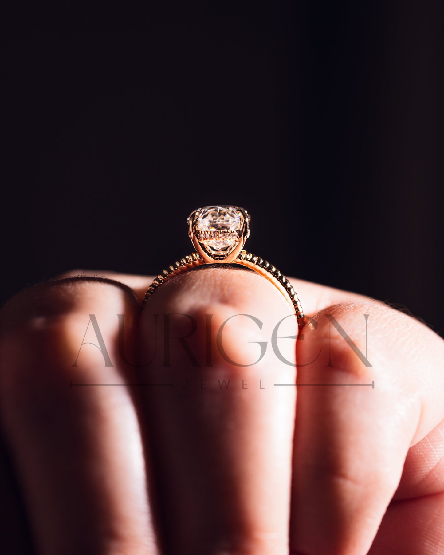 Inspired Crushed Ice Oval Cut Moissanite and Lab Grown Diamond 14K Solid Gold Ring