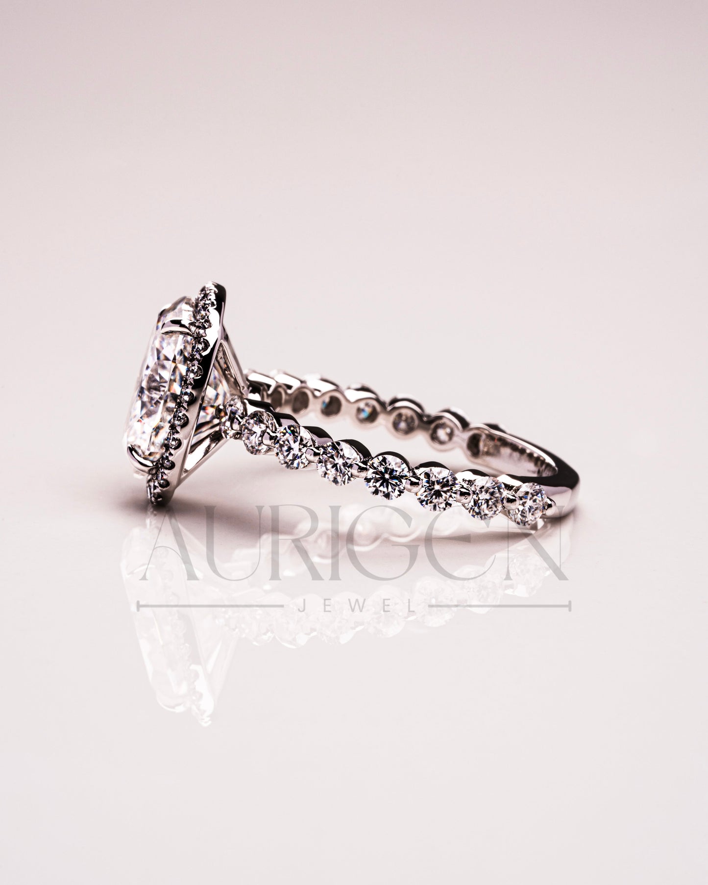 Sparkling Lab Grown and Moissanite Diamond Oval Cut Brilliant Halo Ring