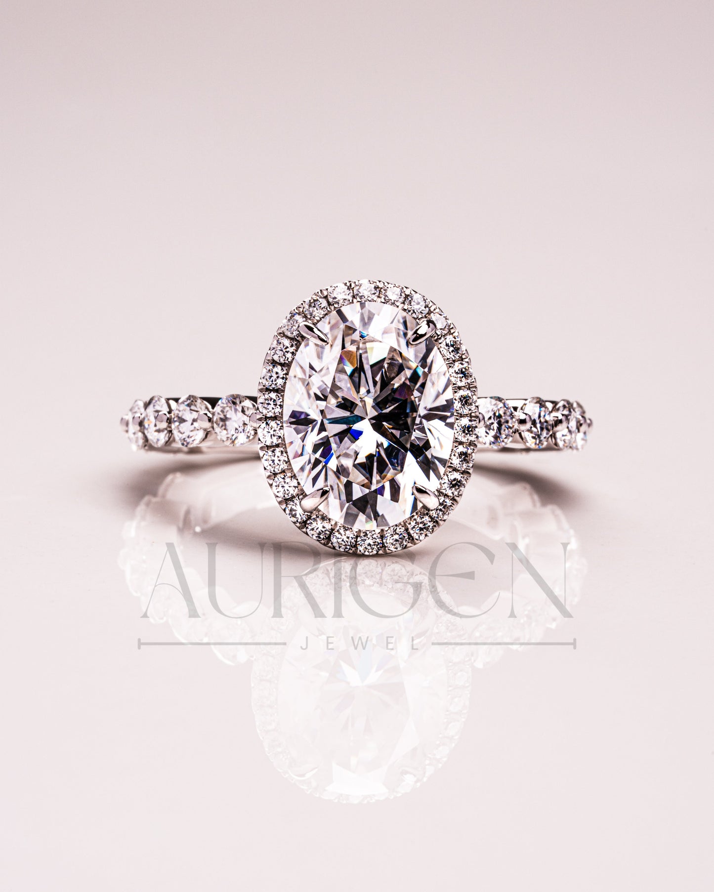 Sparkling Lab Grown and Moissanite Diamond Oval Cut Brilliant Halo Ring