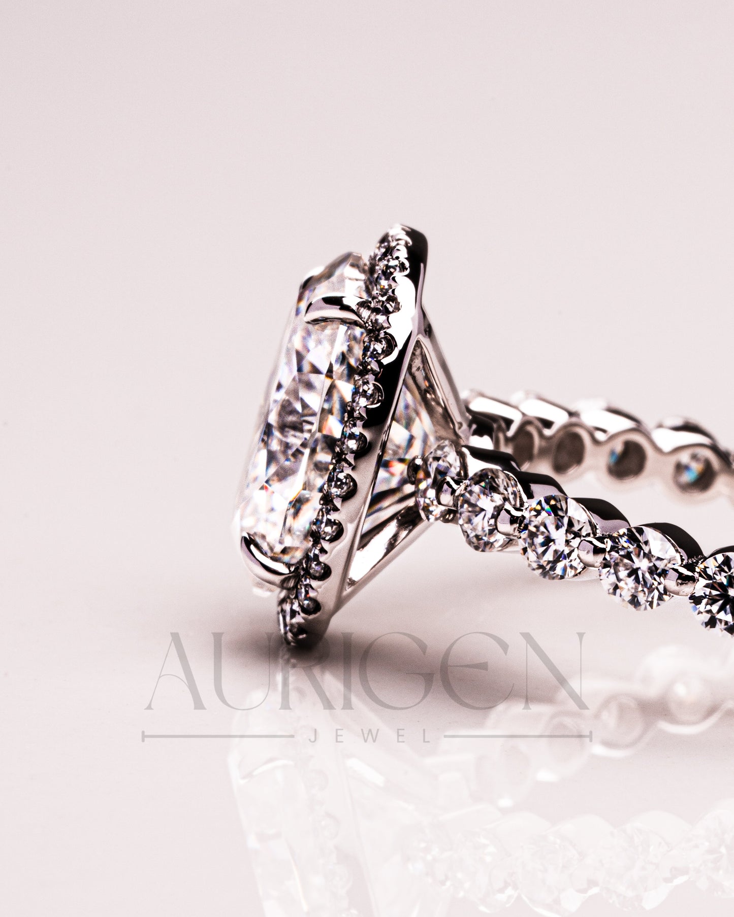 Sparkling Lab Grown and Moissanite Diamond Oval Cut Brilliant Halo Ring