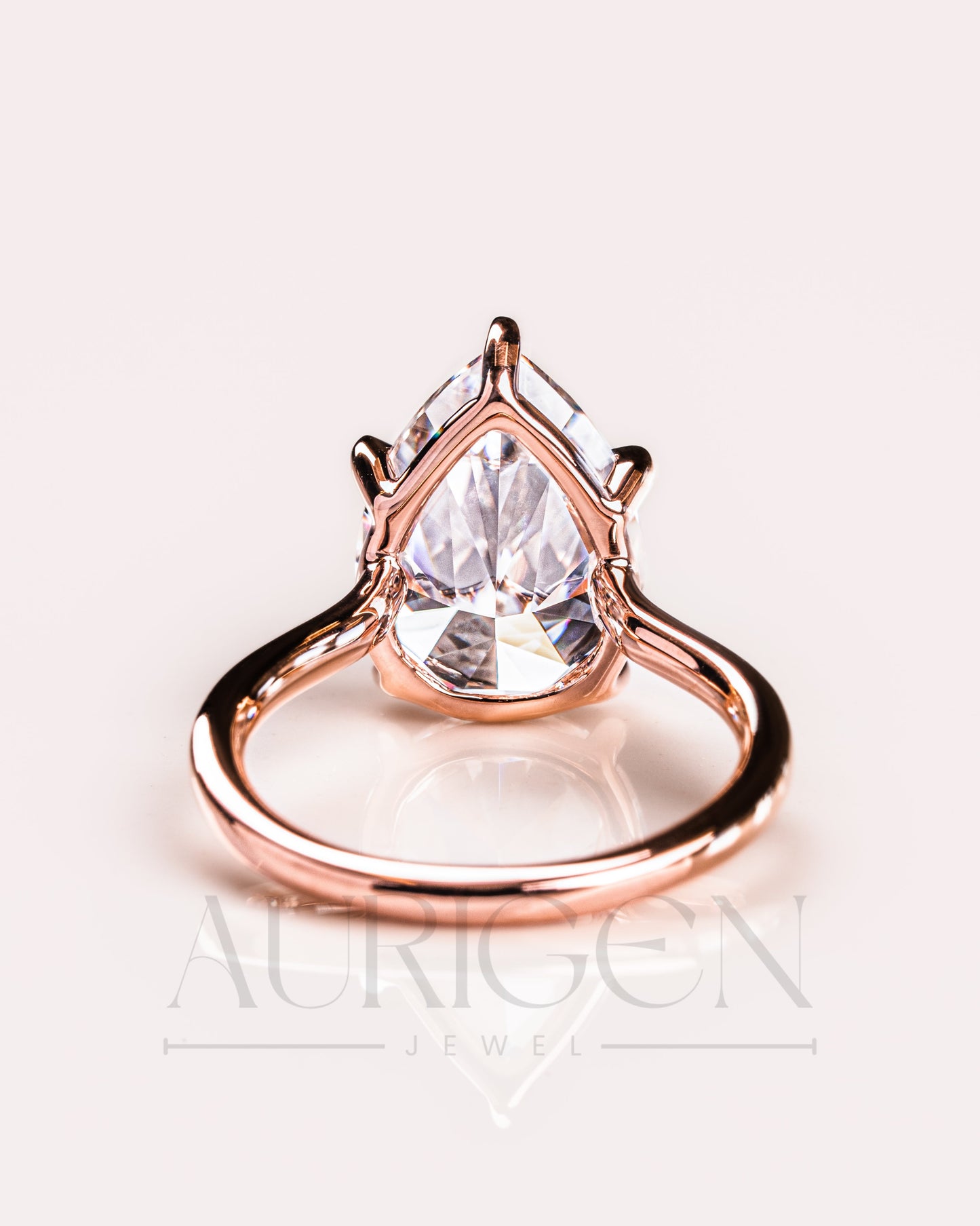 5-Prong Set Crushed Ice Pear Moissanite & Lab Grown Diamond Engagement Ring