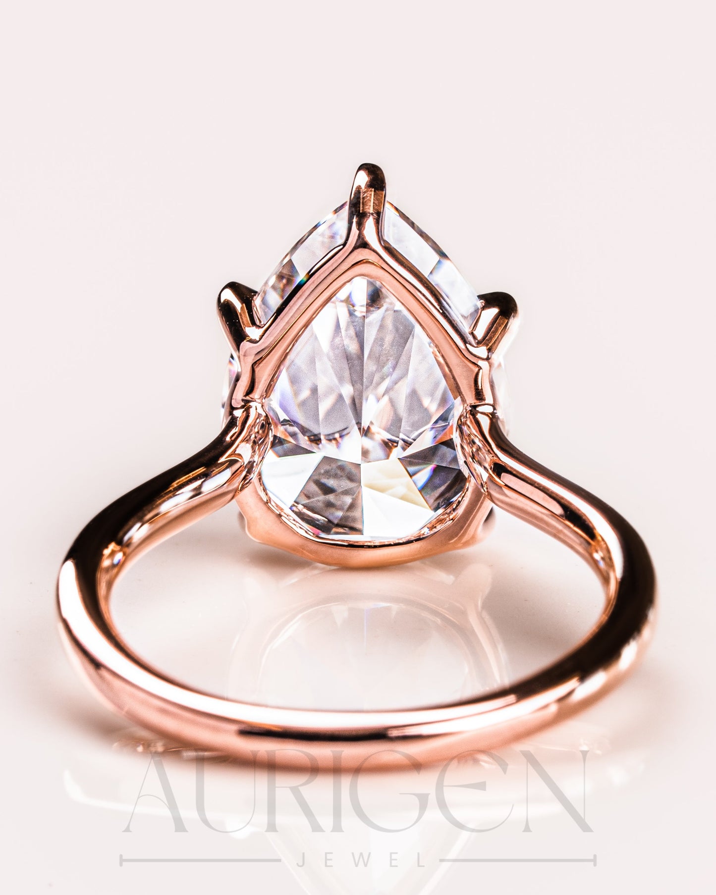 5-Prong Set Crushed Ice Pear Moissanite & Lab Grown Diamond Engagement Ring