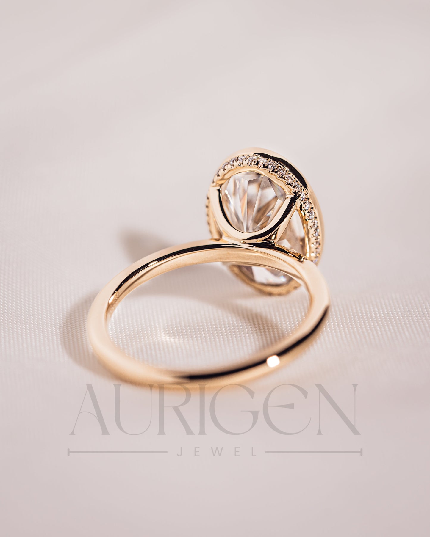 Modern Oval Cut Moissanite and Lab Grown Diamond Bezel Solitaire Ring in 14K Rose Gold
