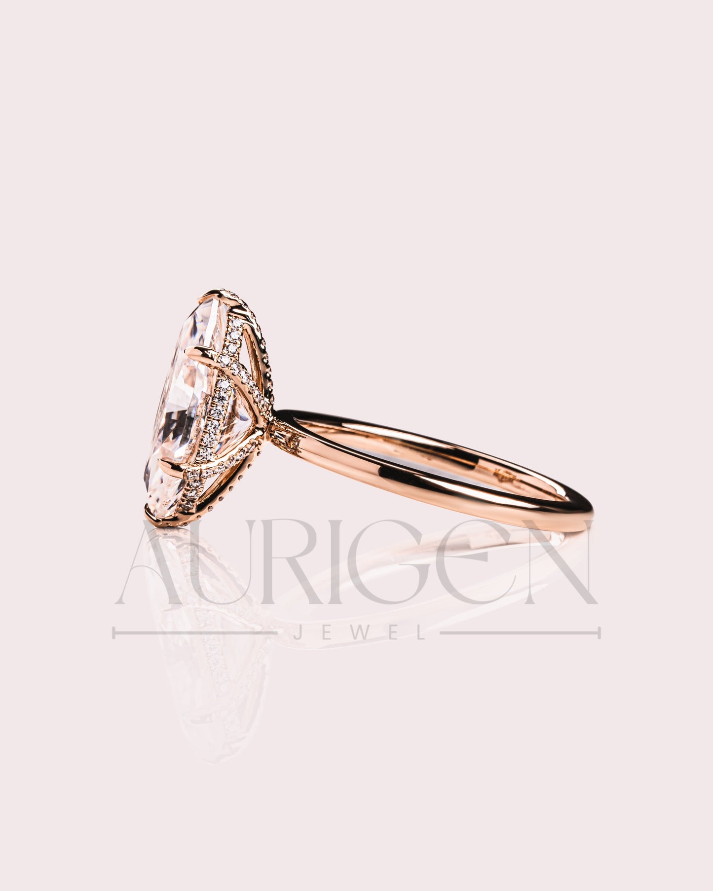 Elegant Marquise Cut Moissanite and Lab Grown Diamond Ring in 14k Yellow Gold