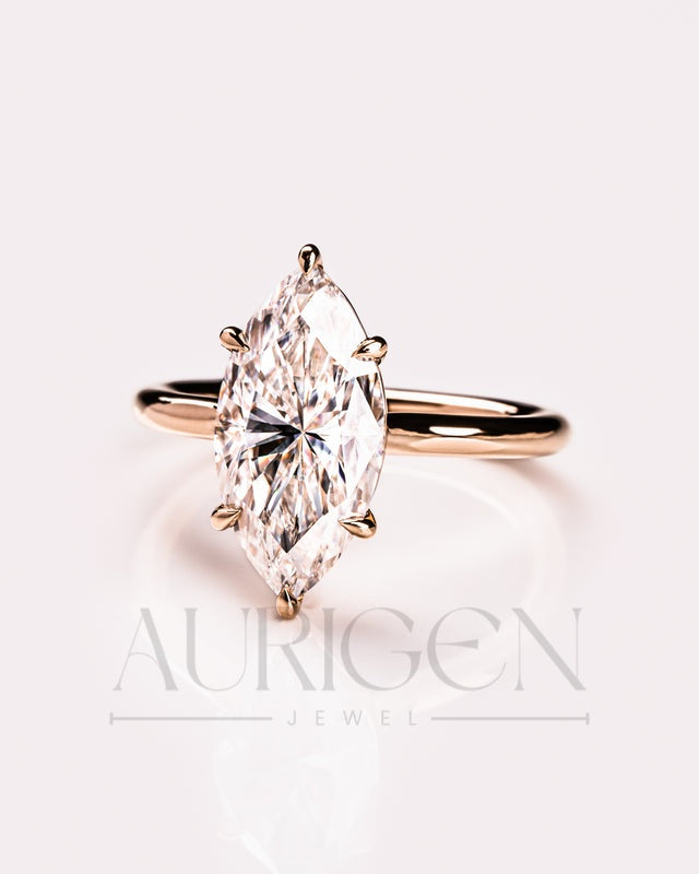 Timeless Marquise Cut Moissanite and Lab Grown Diamond Ring