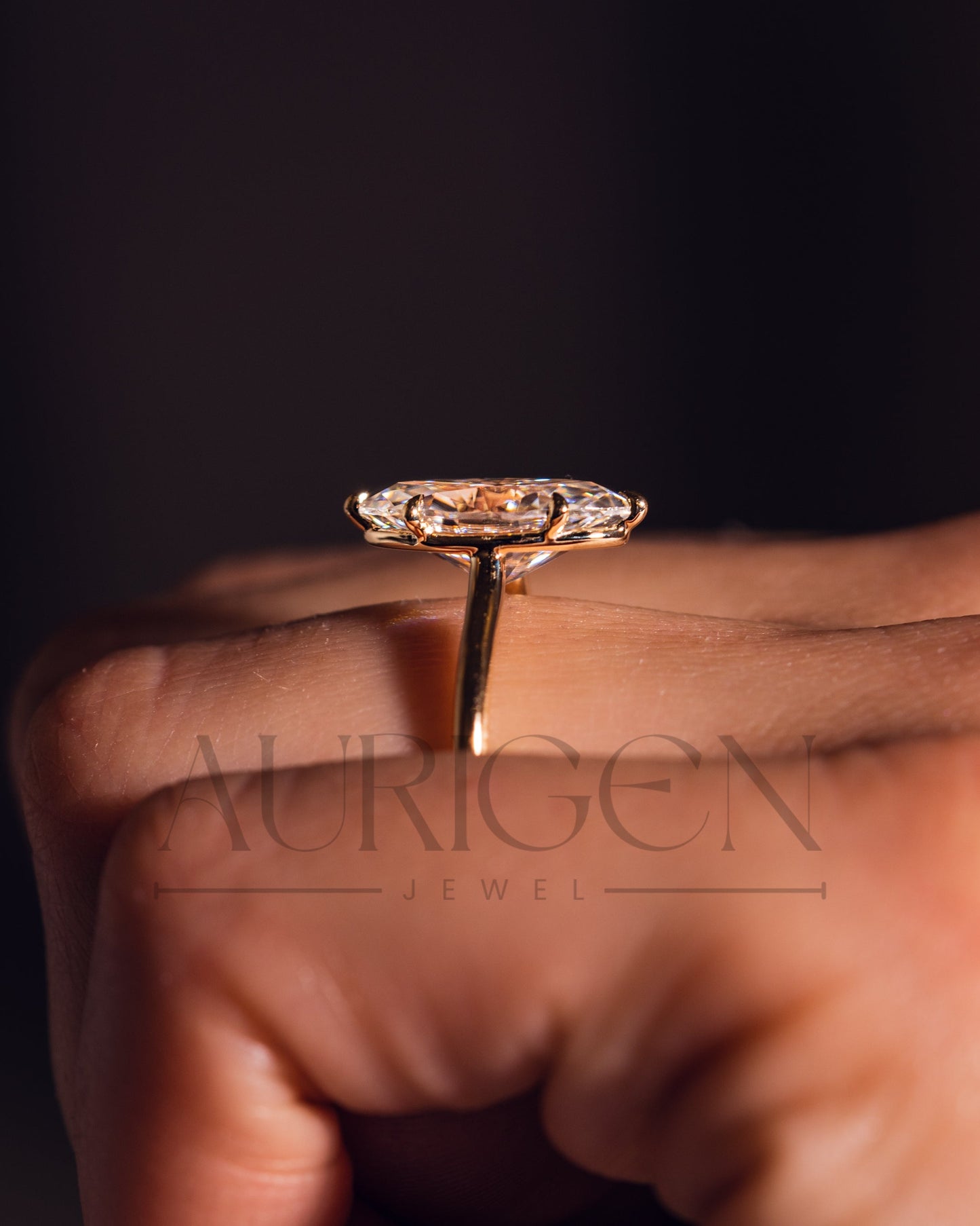 Timeless Marquise Cut Moissanite and Lab Grown Diamond Ring