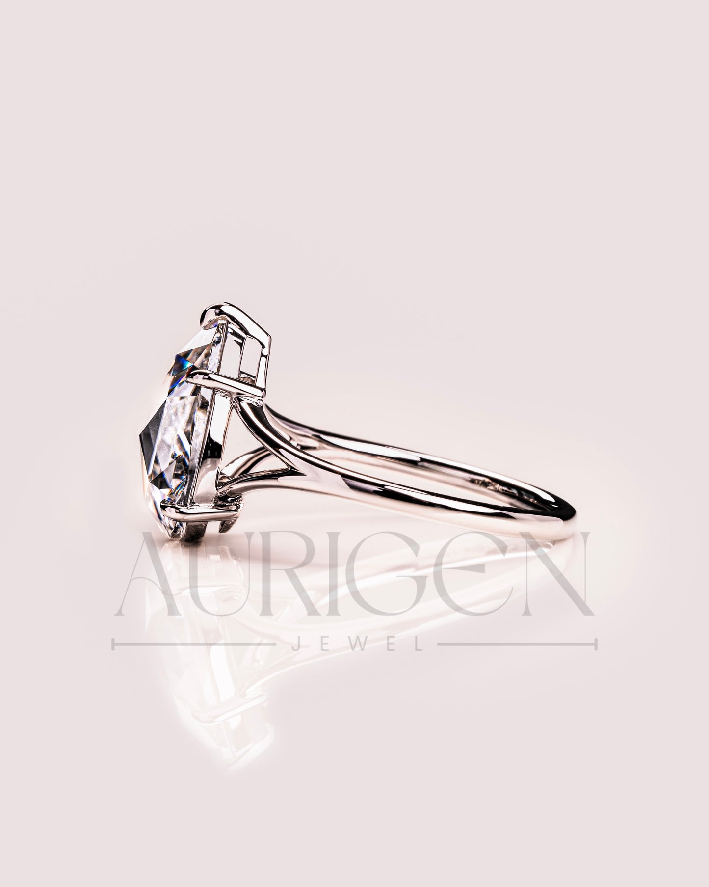 Dazzling Rose Cut Pear Lab Grown and Moissanite Diamond Solitaire Ring