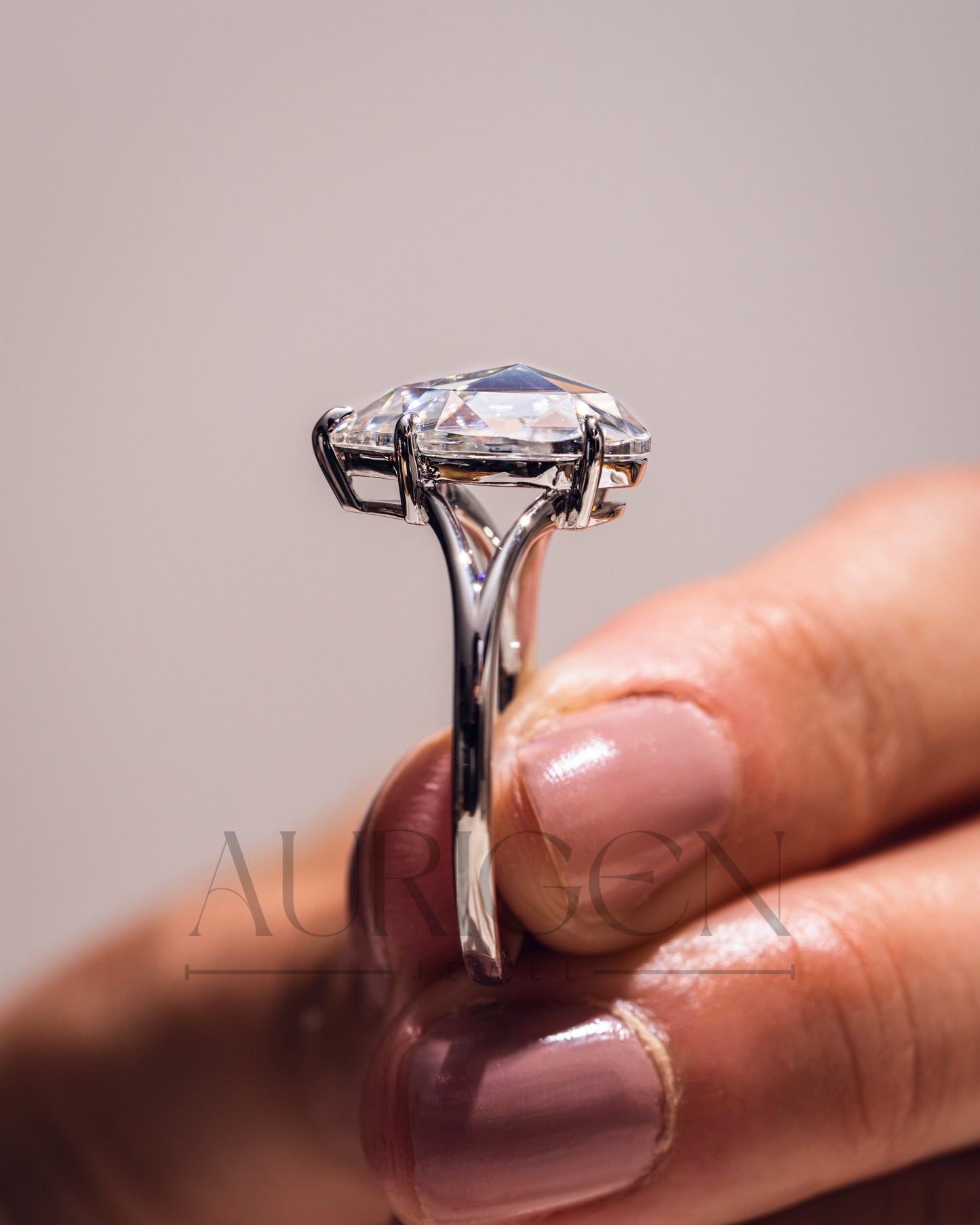 Dazzling Rose Cut Pear Lab Grown and Moissanite Diamond Solitaire Ring