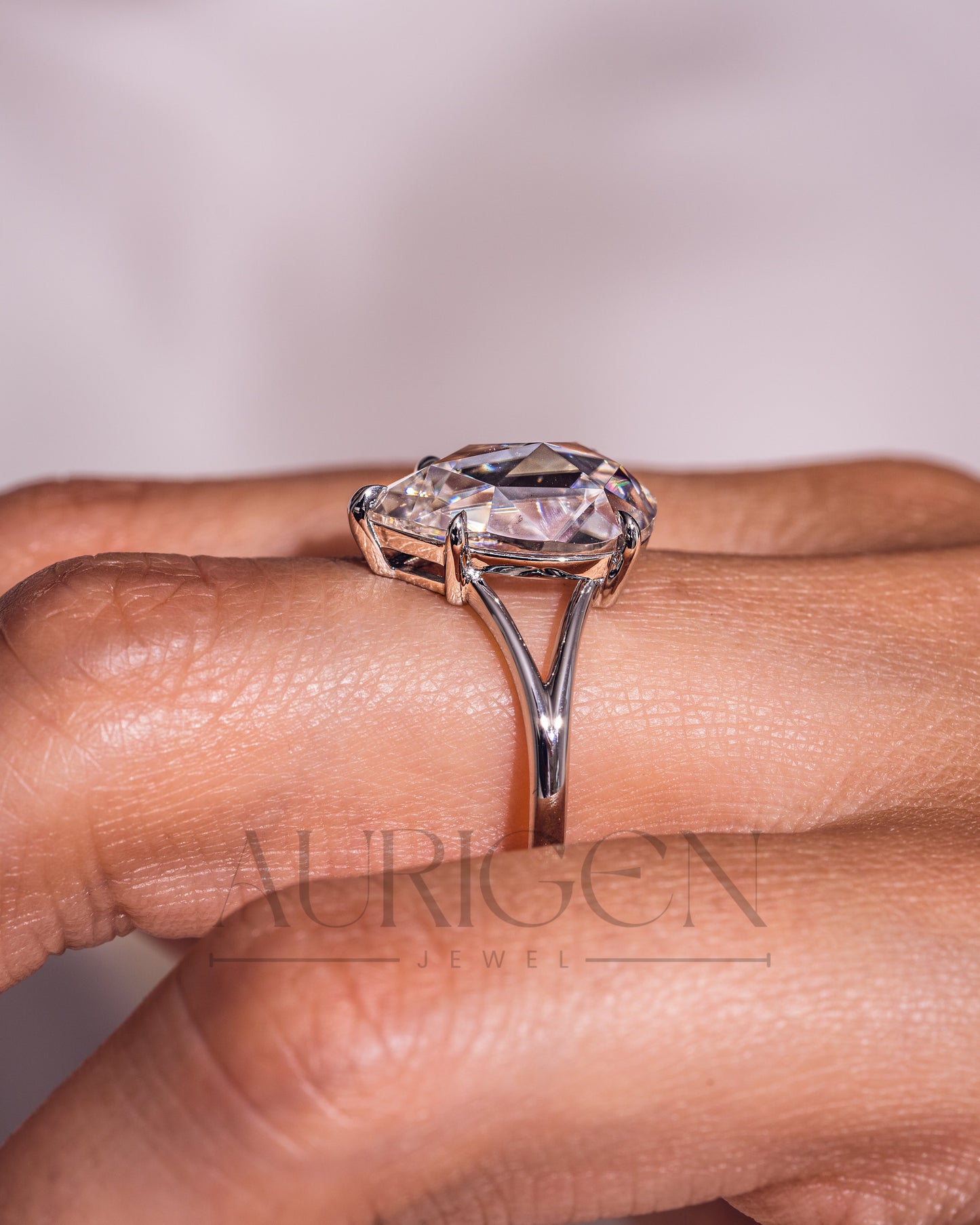 Dazzling Rose Cut Pear Lab Grown and Moissanite Diamond Solitaire Ring