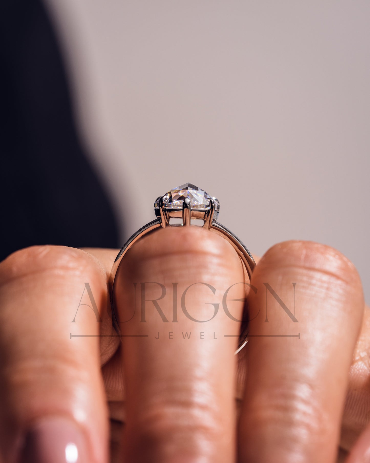 Dazzling Rose Cut Pear Lab Grown and Moissanite Diamond Solitaire Ring