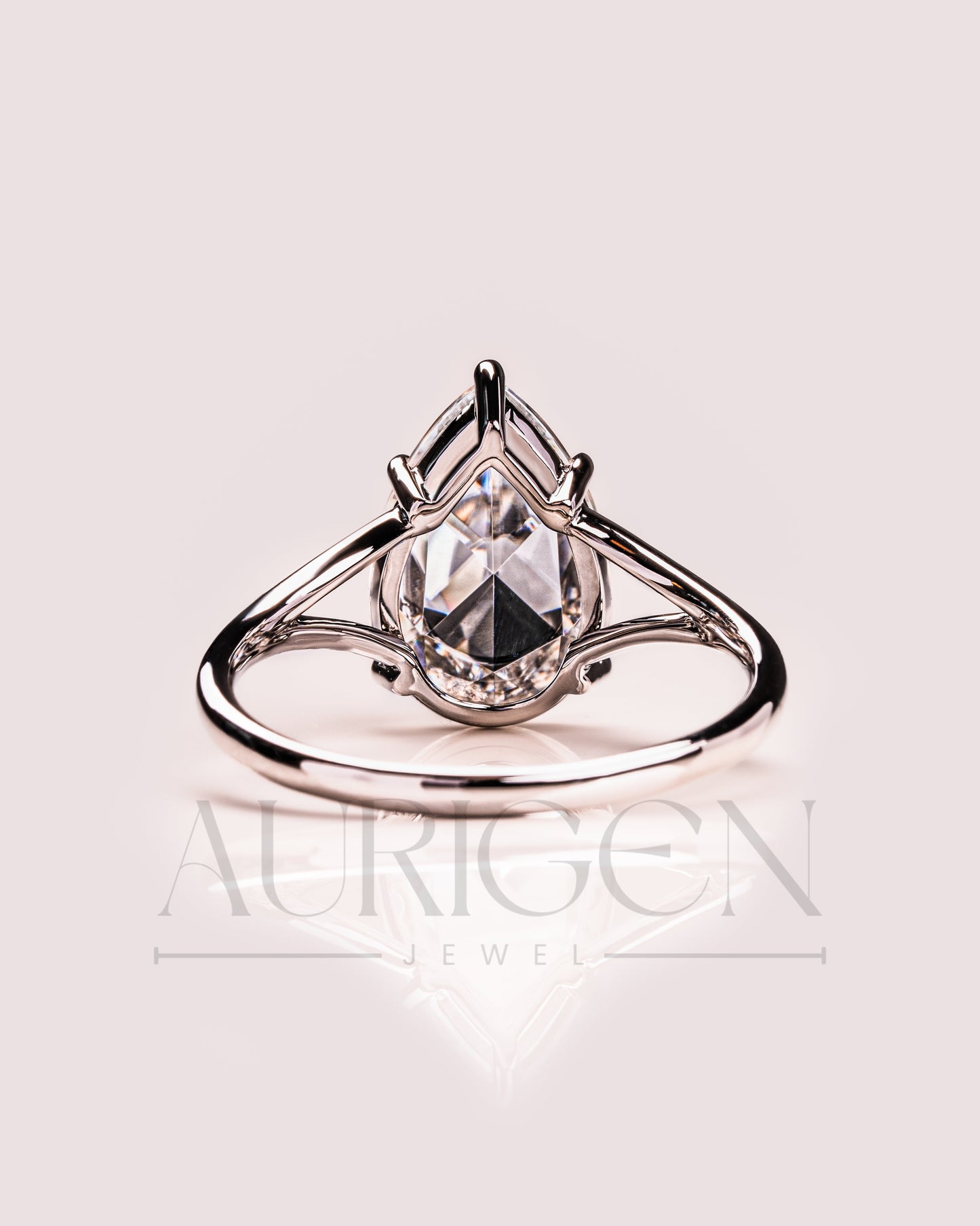 Dazzling Rose Cut Pear Lab Grown and Moissanite Diamond Solitaire Ring