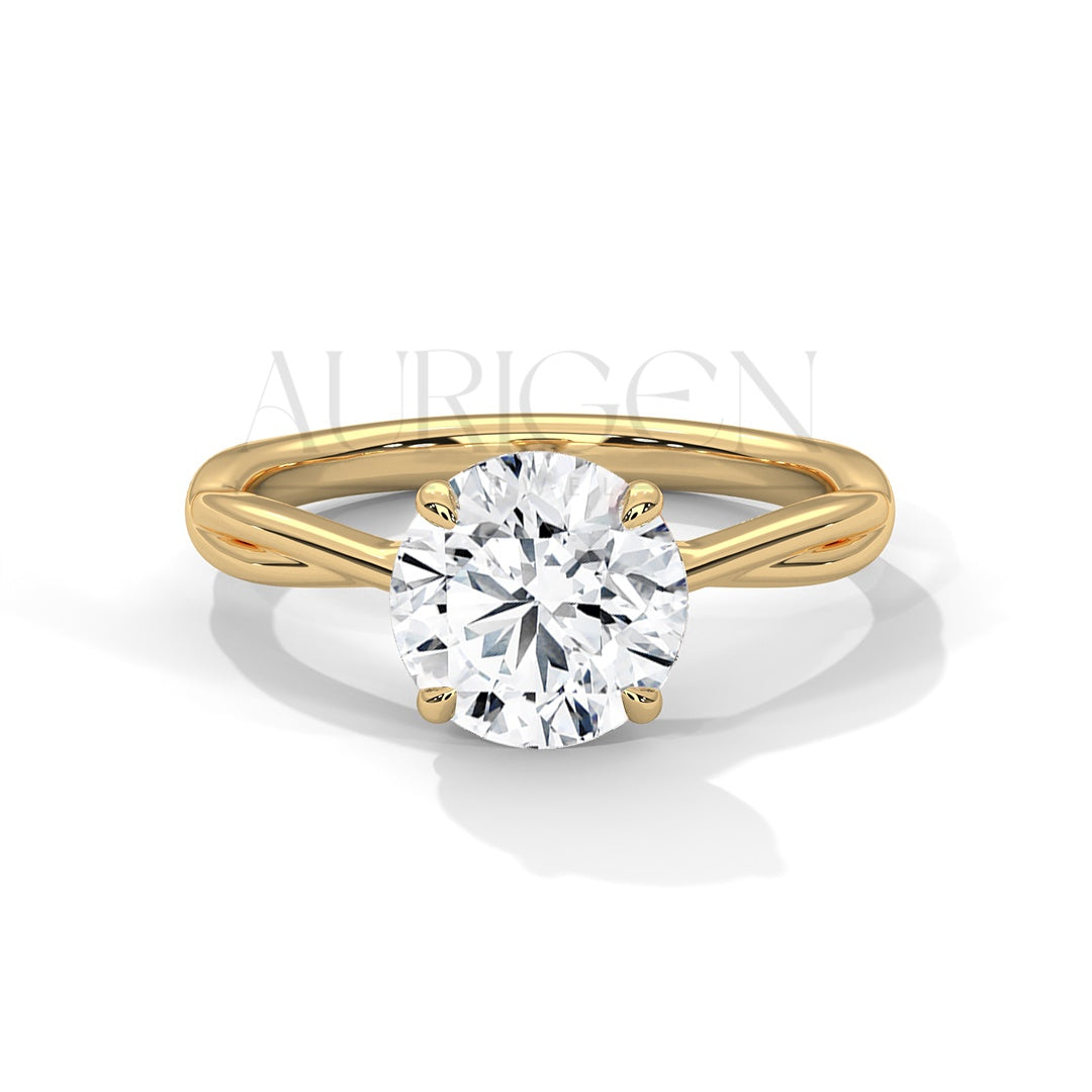 Twist Solitaire 2.00 CT Round Cut Moissanite Diamond Engagement Ring