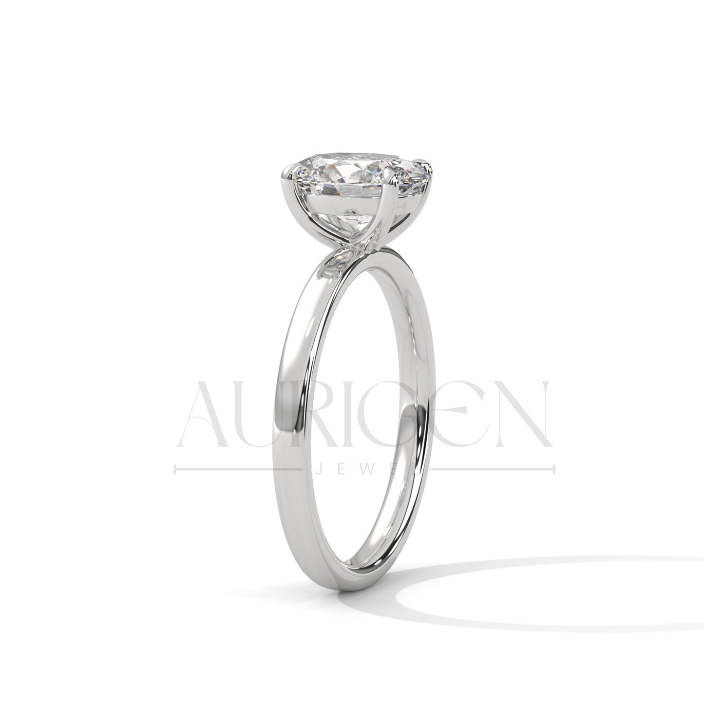 2.0 CT Oval Cut Moissanite Diamond Four Prong Set Ring in 14K Solid Gold
