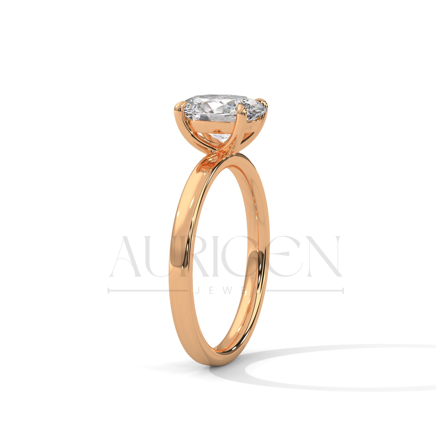 2.0 CT Oval Cut Moissanite Diamond Four Prong Set Ring in 14K Solid Gold