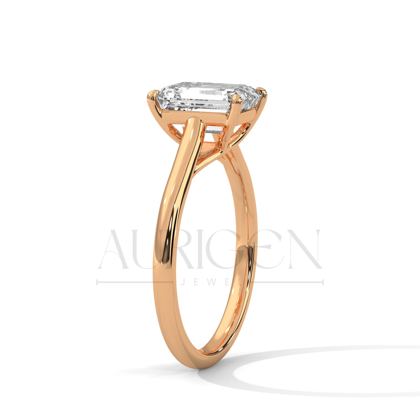 2 Ct Emerald Cut Solitaire Diamond Engagement Ring in 14K Solid Gold