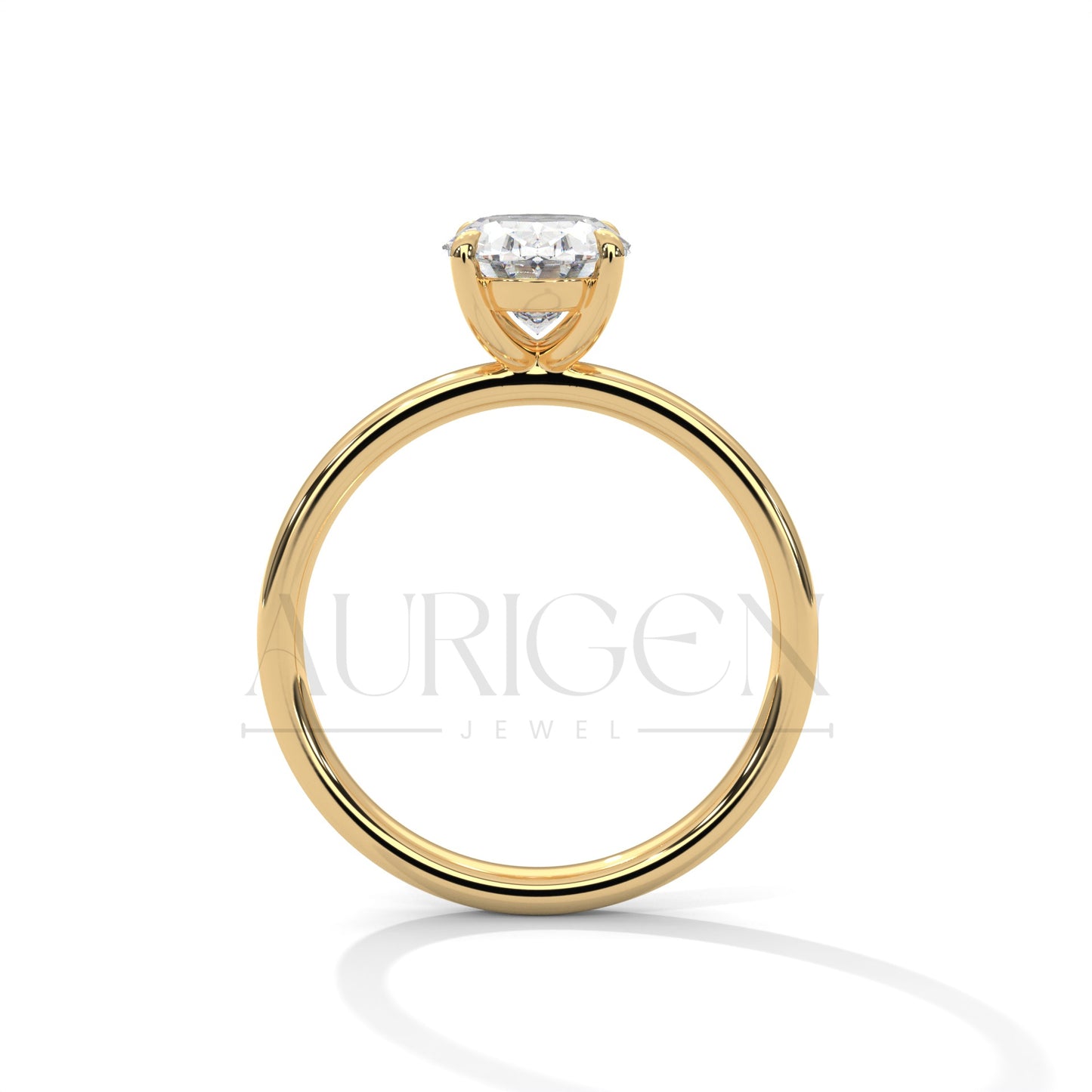 2.0 CT Oval Cut Moissanite Diamond Four Prong Set Ring in 14K Solid Gold