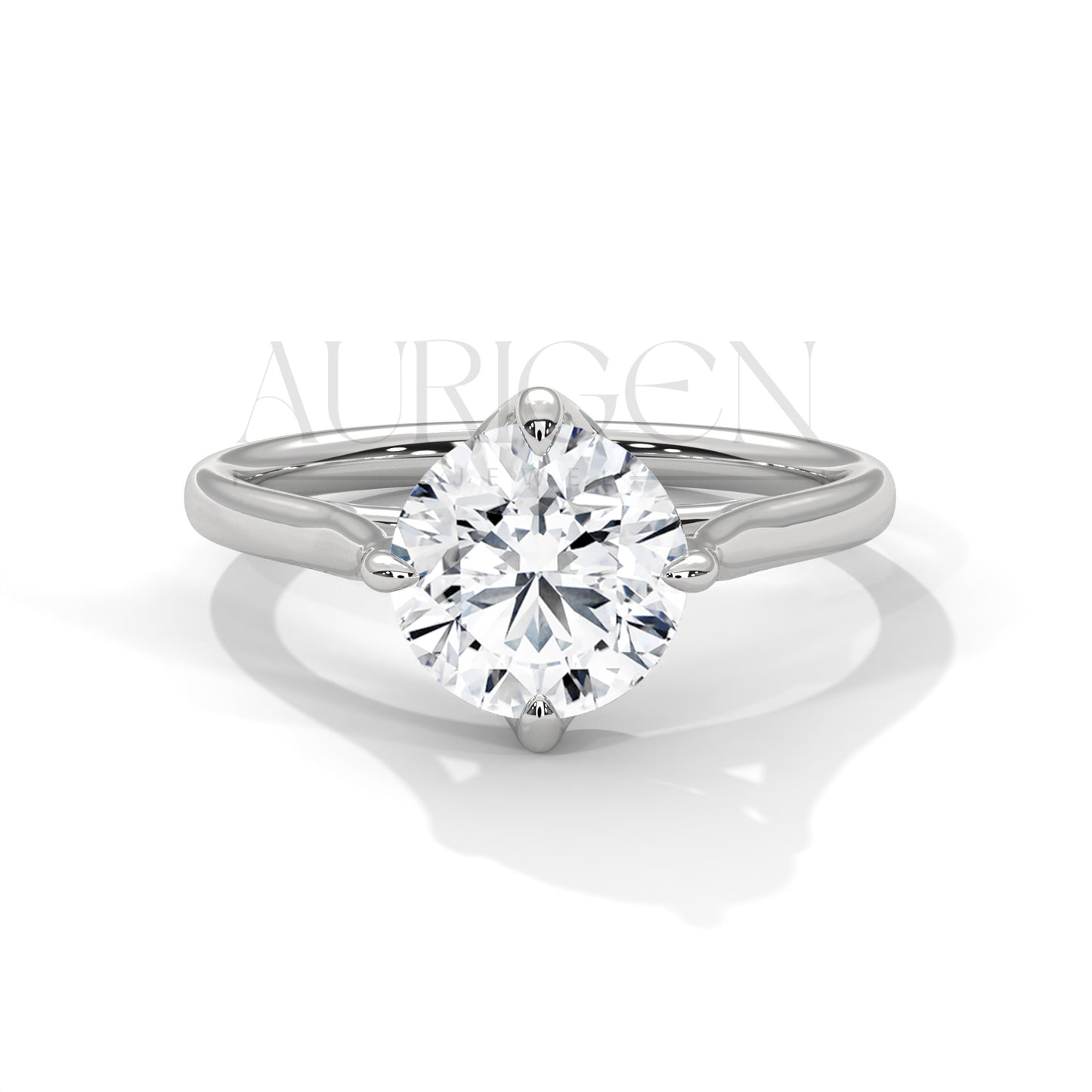 Round Brilliant Cut Solitaire Engagement Ring in 14K Yellow Gold Classic 4 Prong Setting