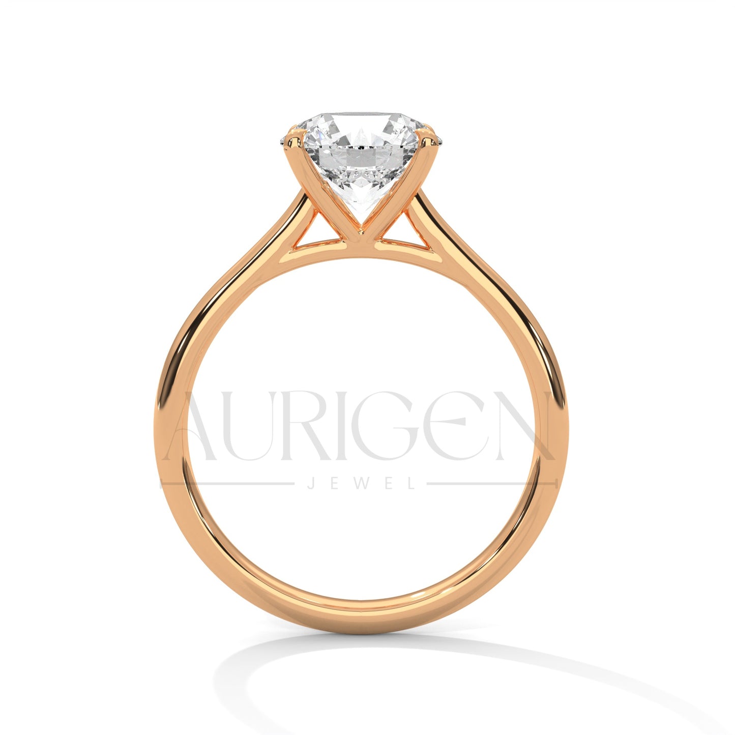 2 Ct Round Brilliant Solitaire Diamond Engagement Ring in 14K Solid Gold