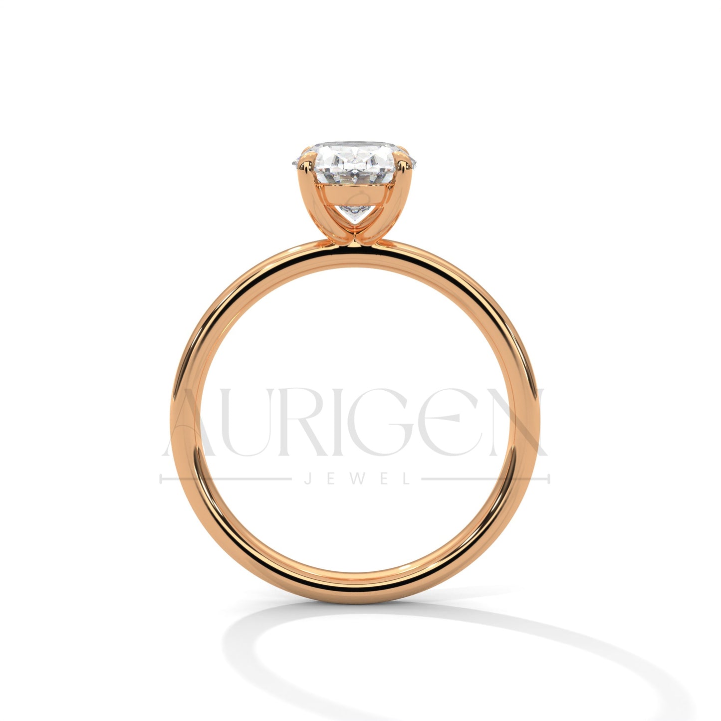 2.0 CT Oval Cut Moissanite Diamond Four Prong Set Ring in 14K Solid Gold