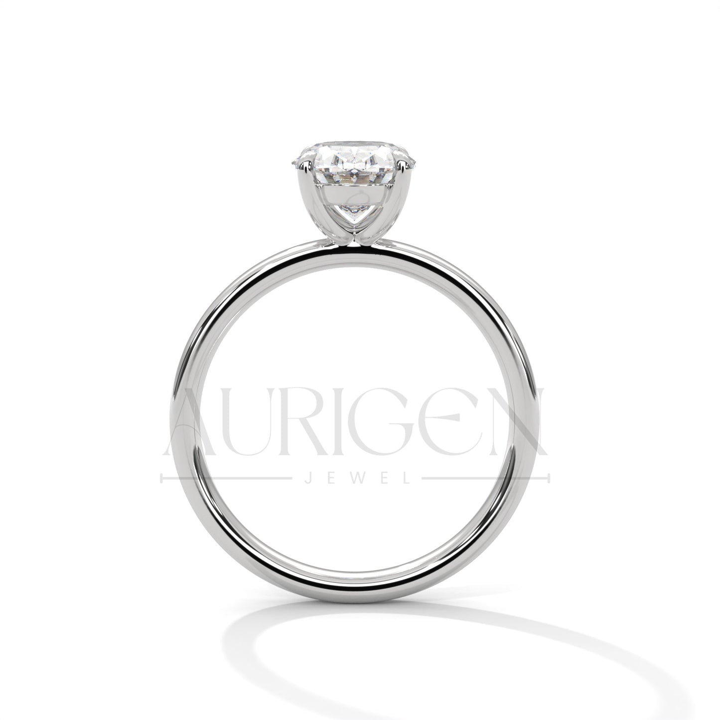 2.0 CT Oval Cut Moissanite Diamond Four Prong Set Ring in 14K Solid Gold