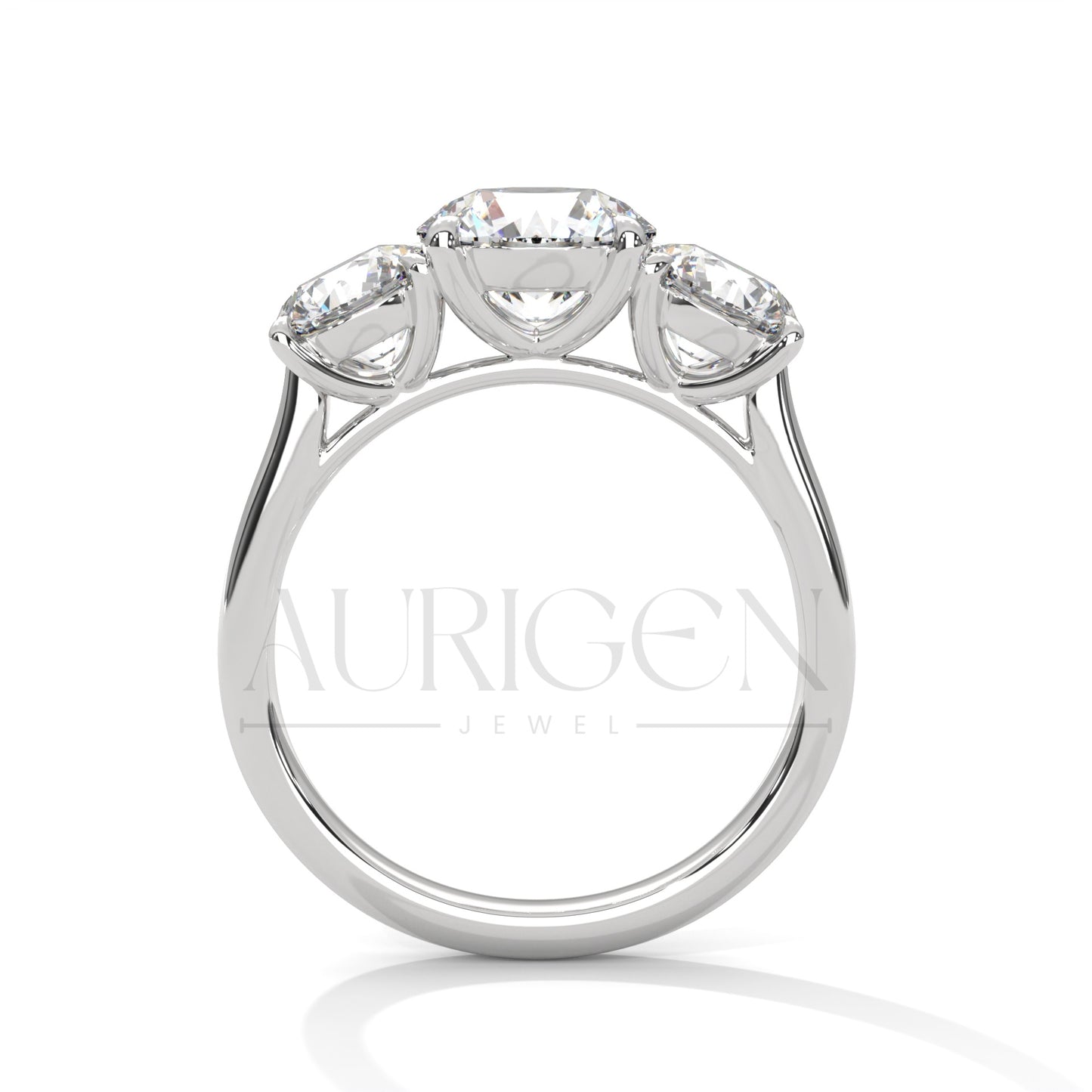 Timeless Trilogy Round Cut Diamond Engagement Ring in 14K Solid Gold