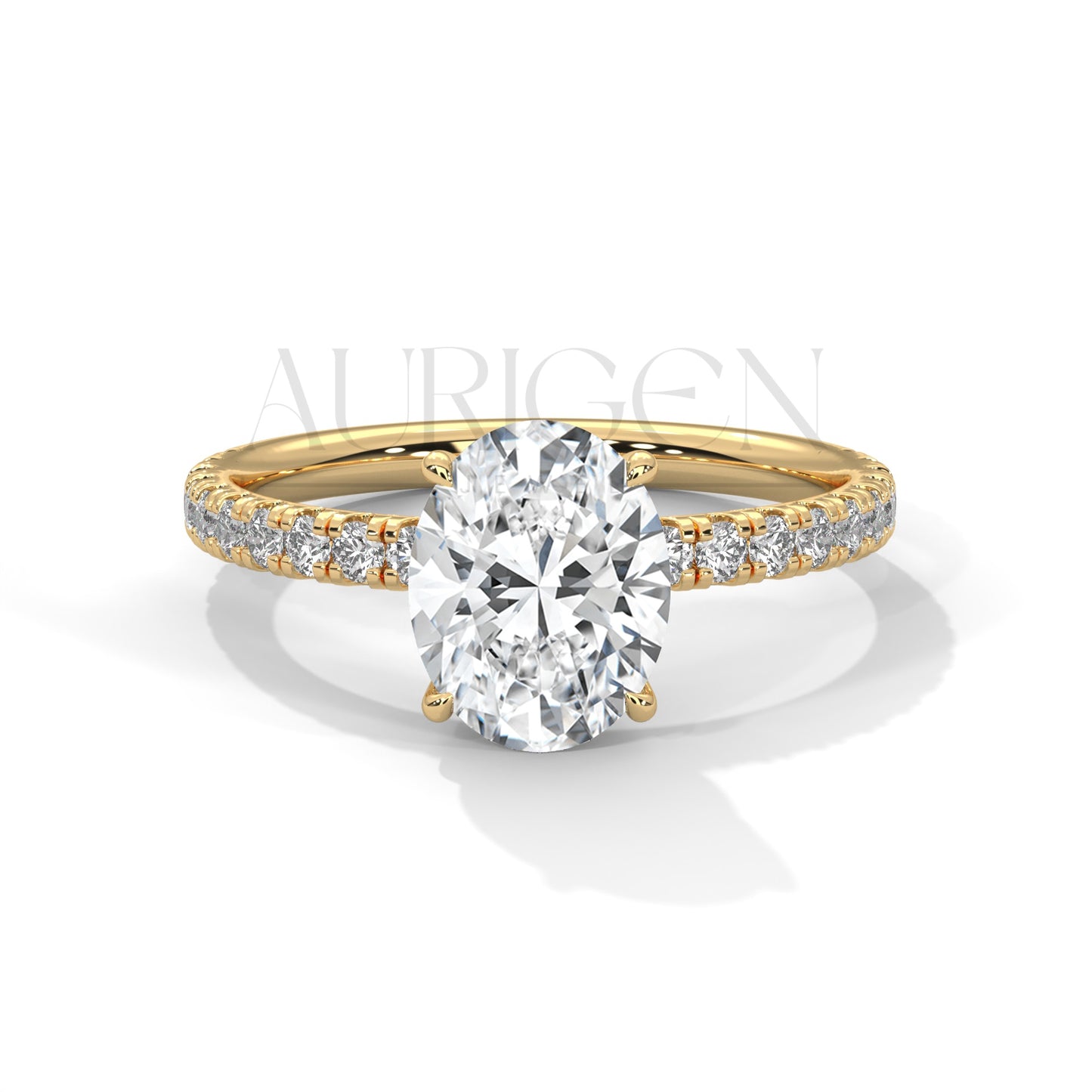2.0 CT Oval Cut Diamond Pave Set Engagement Ring in 14K Solid Gold