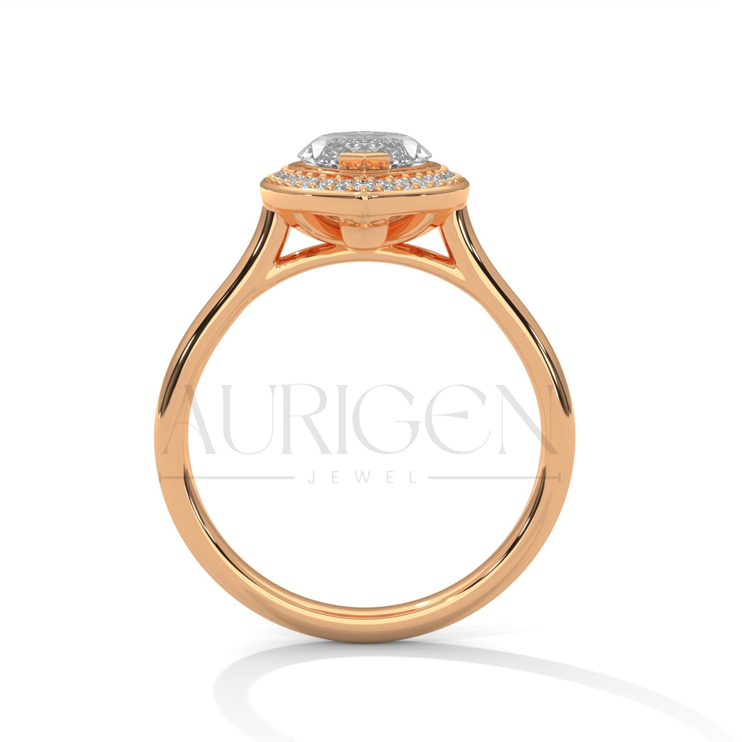 2 CT Marquise Engagement Ring with Bezel Halo 14K Solid Gold