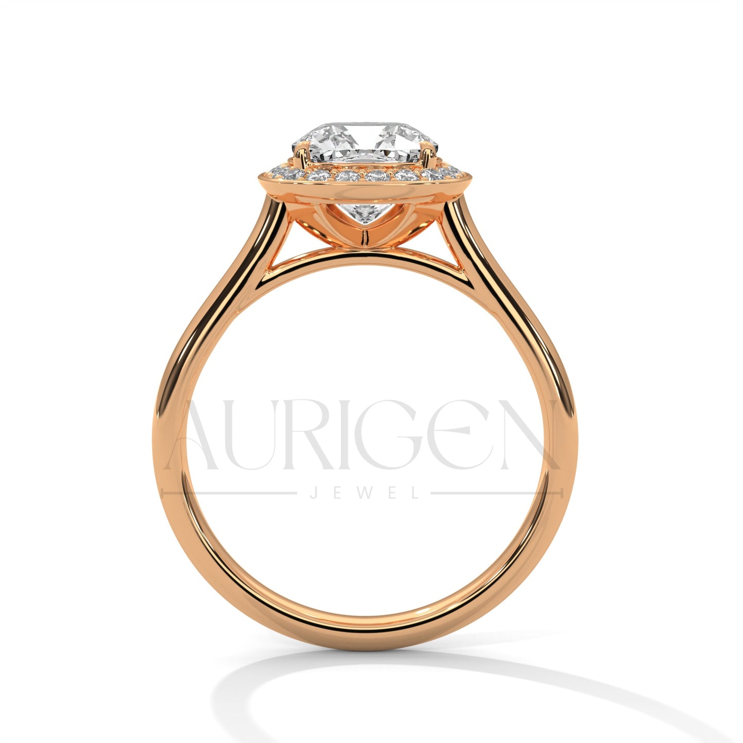 Cushion Halo Diamond Engagement Ring in 14K White Gold with Pave Accents