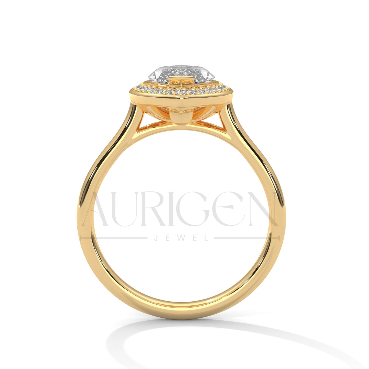 2 CT Marquise Engagement Ring with Bezel Halo 14K Solid Gold