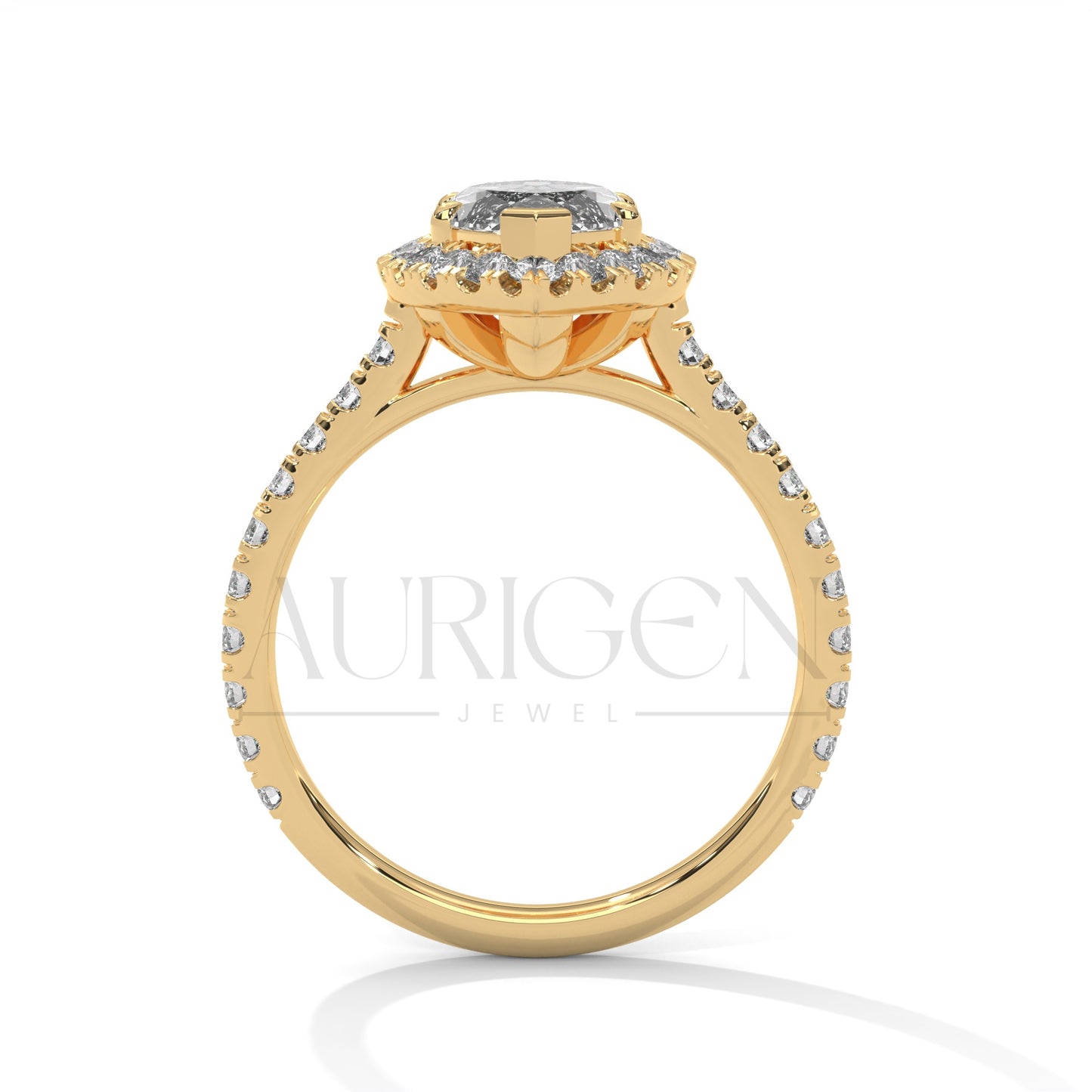 2 Ct Brilliant Marquise Diamond Ring with Halo and Pave Band