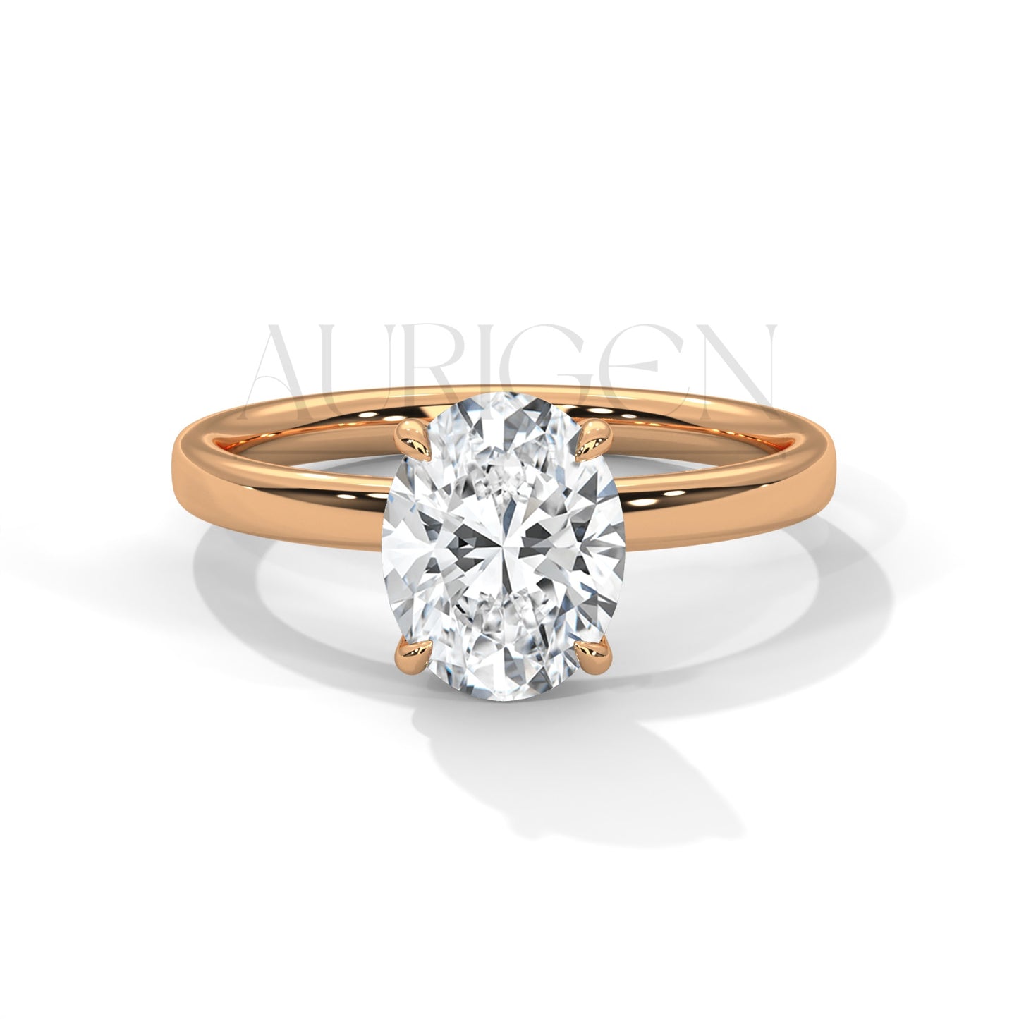 2.0 CT Oval Cut Moissanite Diamond Four Prong Set Ring in 14K Solid Gold