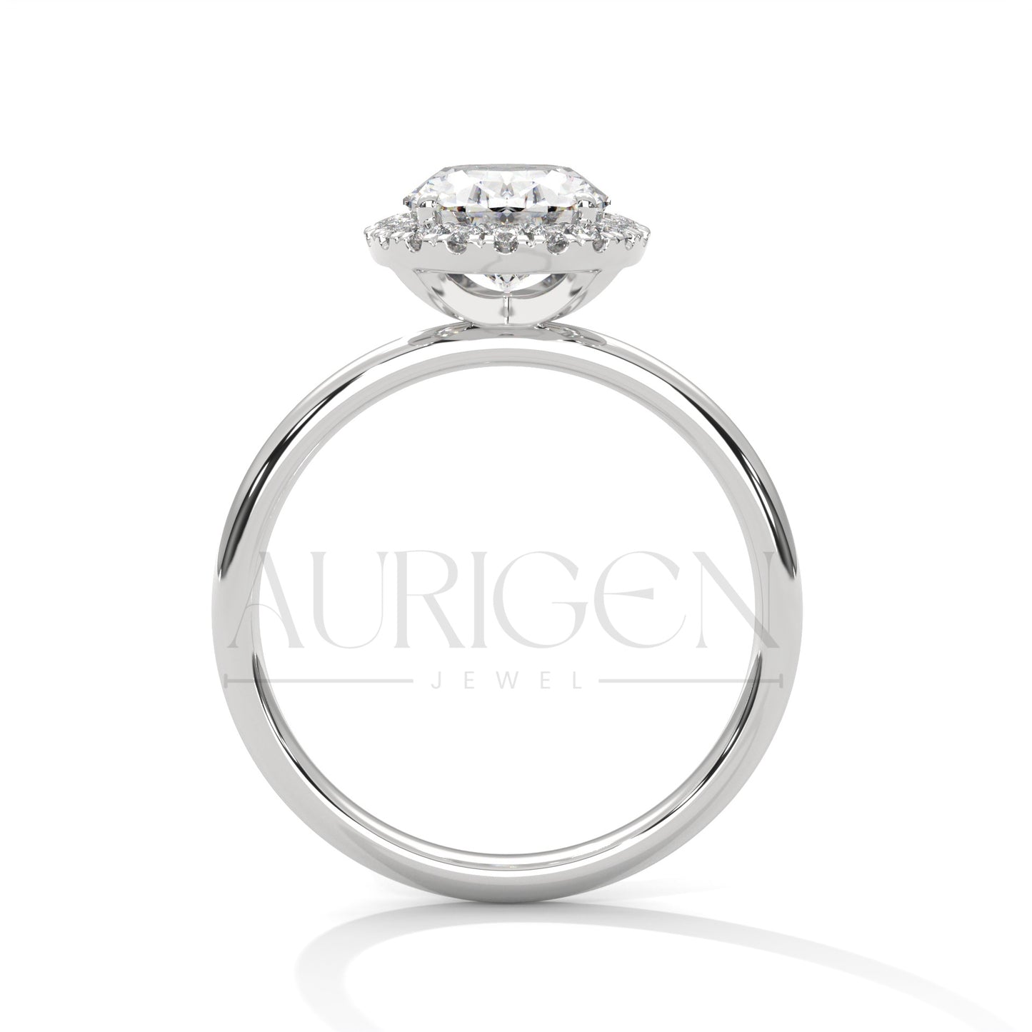 Stunning 2.0 CT Oval Cut Halo Diamond 14K Solid Gold Engagement Ring