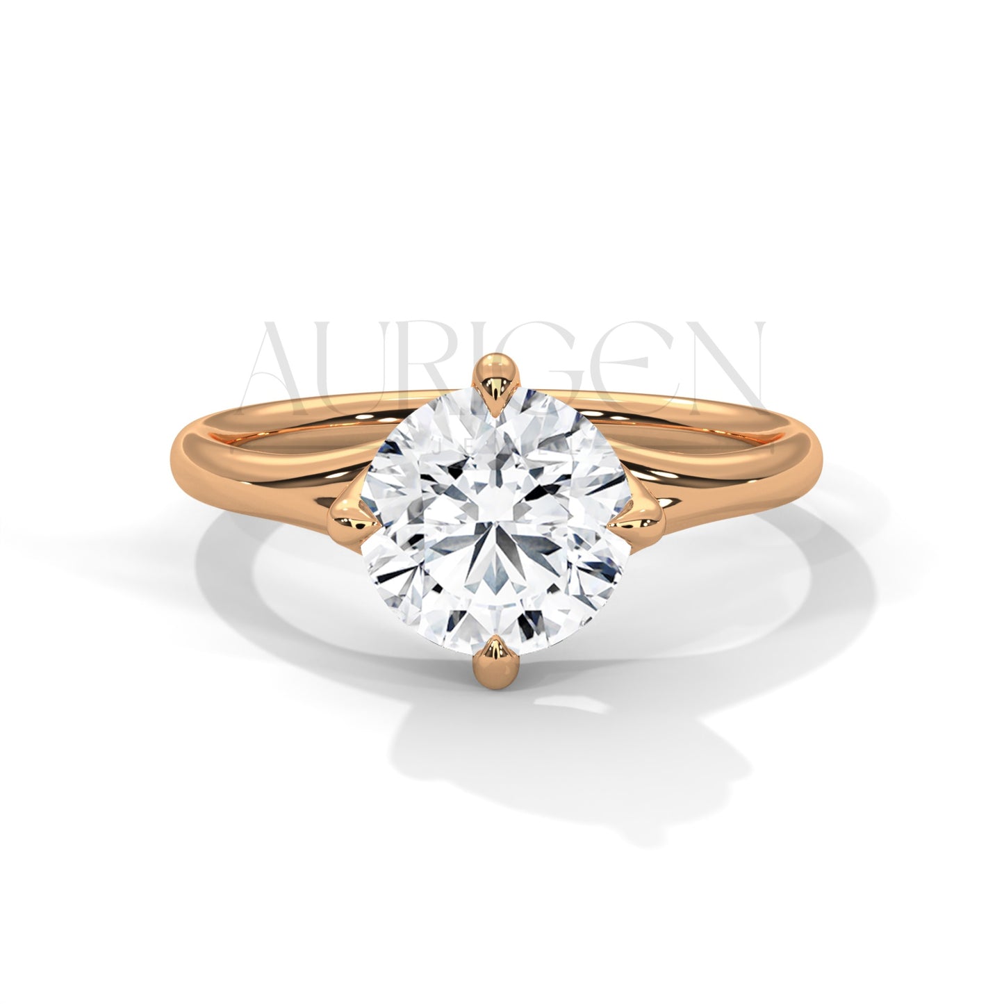 2 Ct Modern Round Brilliant Solitaire Ring with Split Shank in 14K Solid Gold