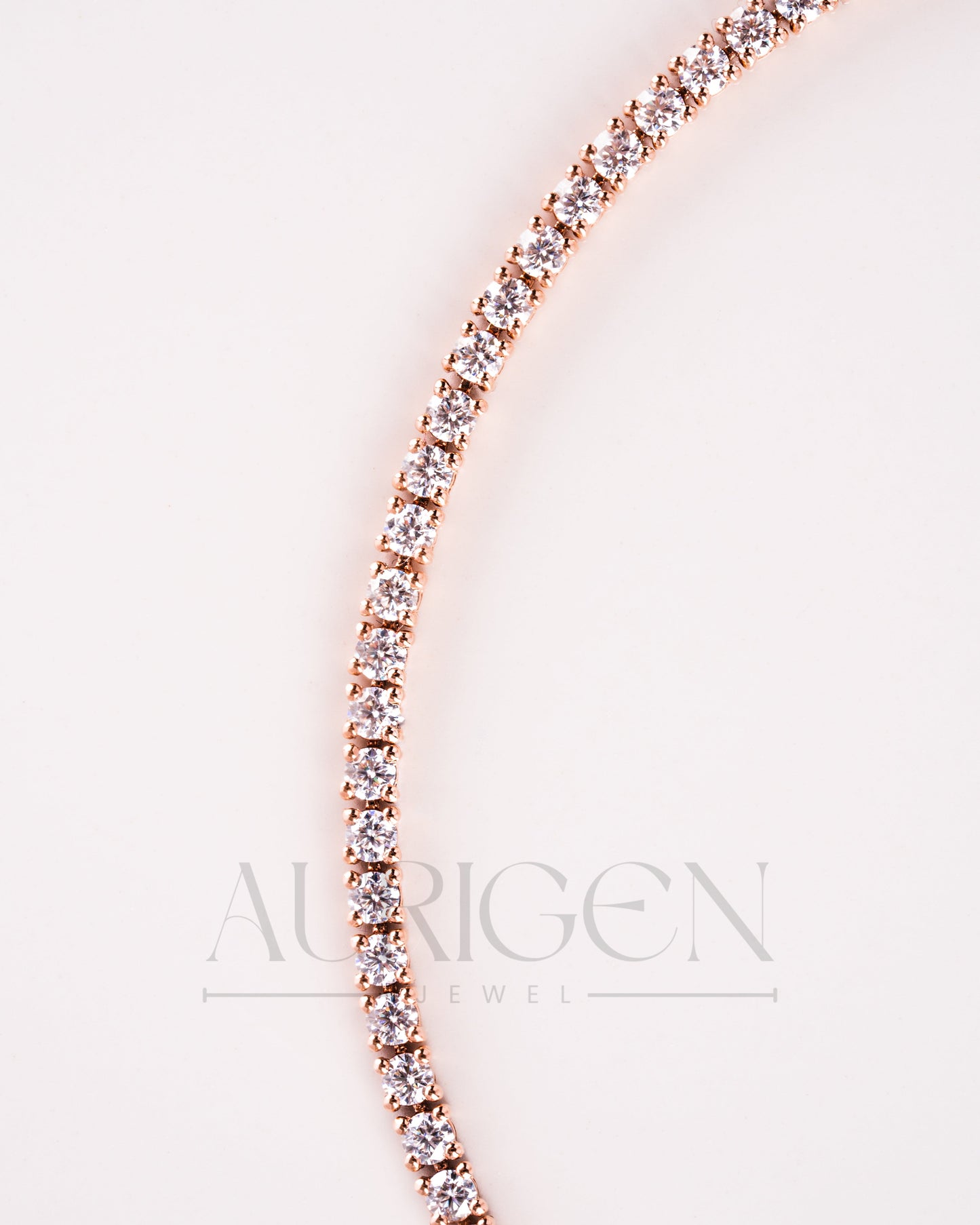 Dainty 14K Rose Gold Tennis Necklace - Round Cut Lab Grown and Moissanite Diamond