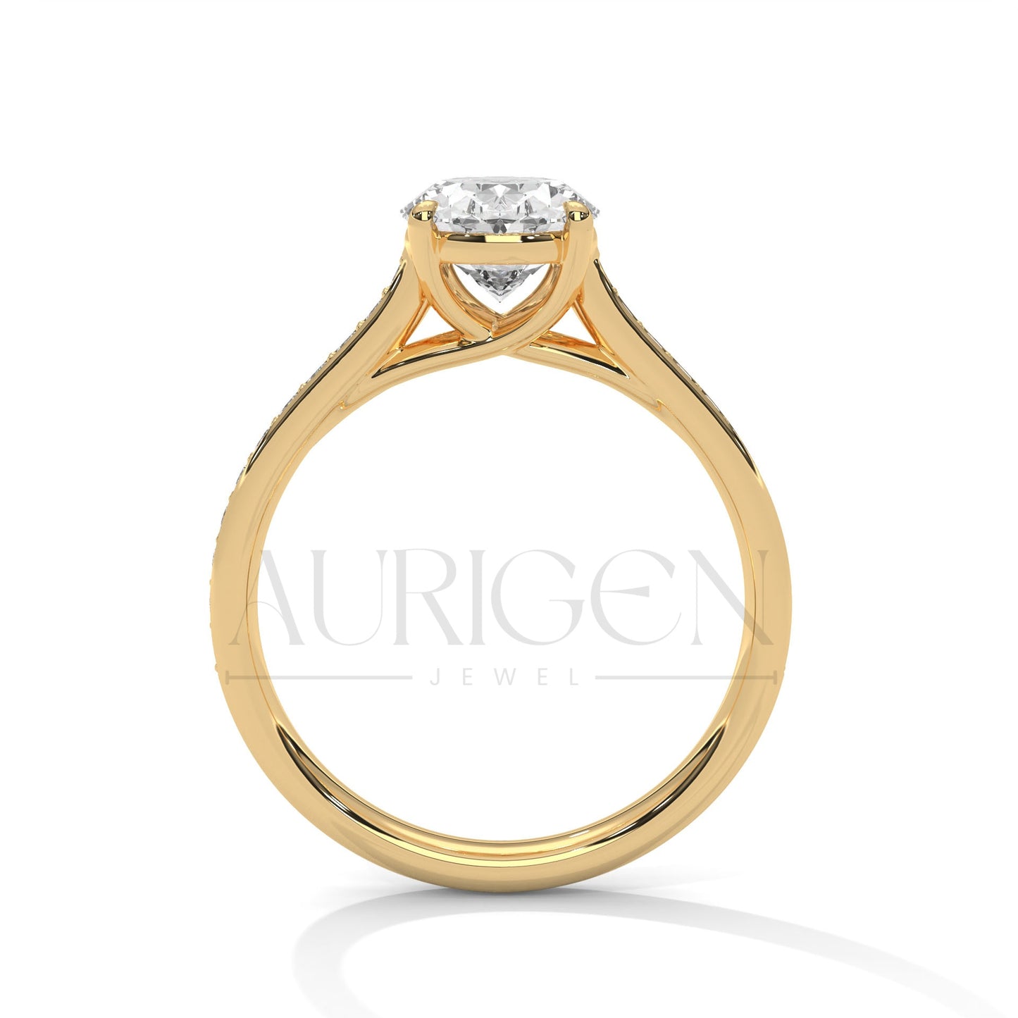 Luxury Oval Cut Moissanite Ring With Pave Diamond 14K Solid Gold Ring