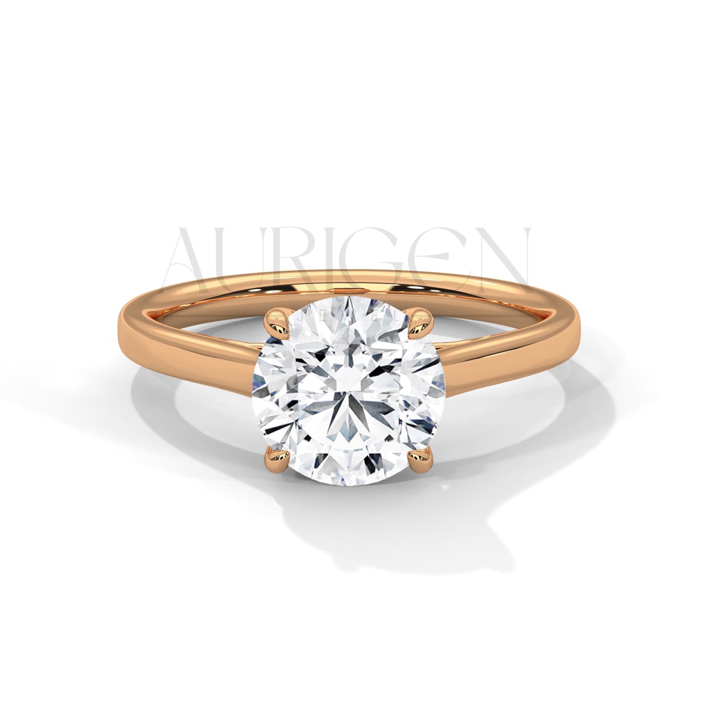 Minimalist 2.0 CT Round Diamond Solitaire Engagement Ring in 14K Solid Gold