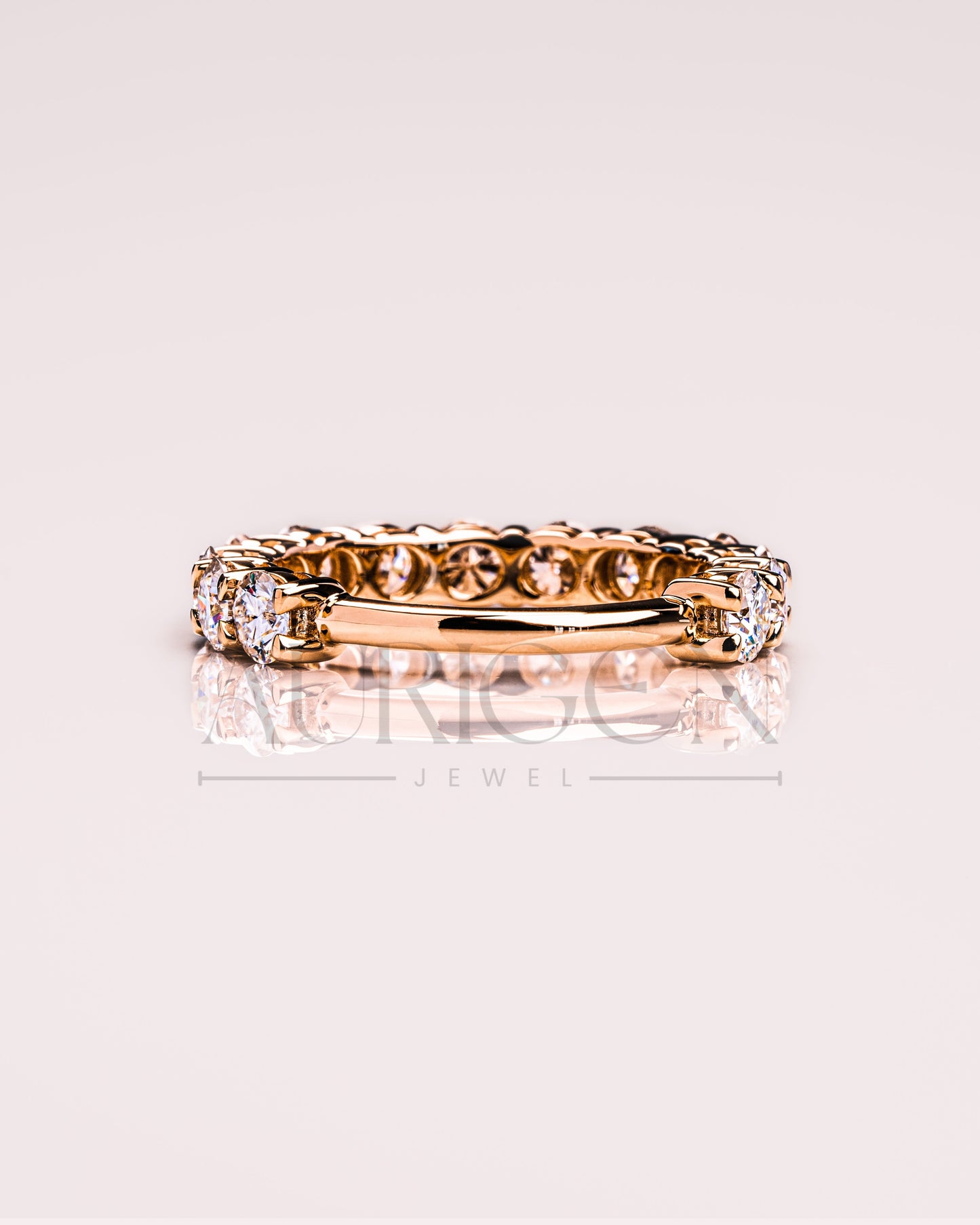 Round Moissanite & Leb Grown Diamond Eternity Band in 14K Solid Gold