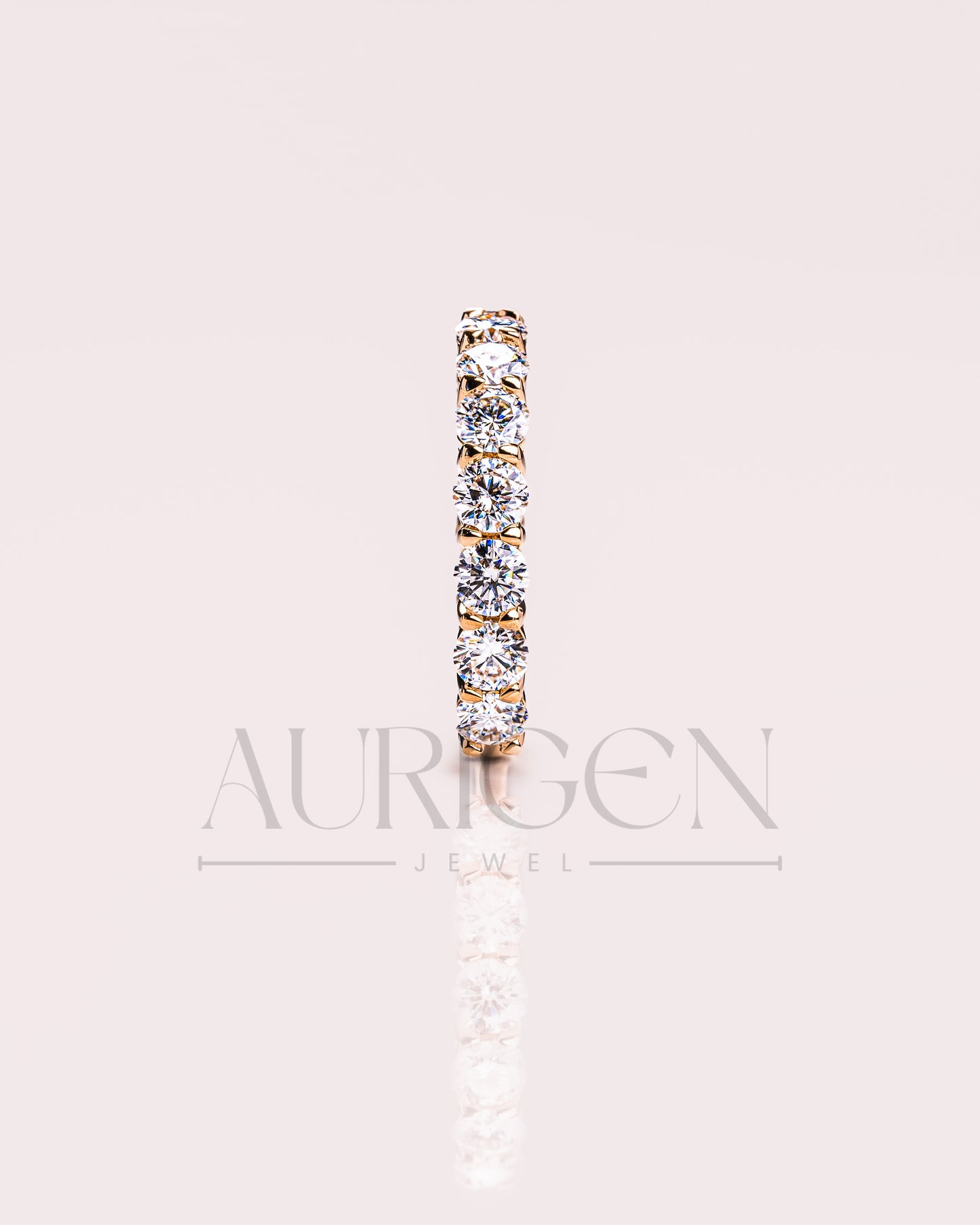 Round Moissanite & Leb Grown Diamond Eternity Band in 14K Solid Gold