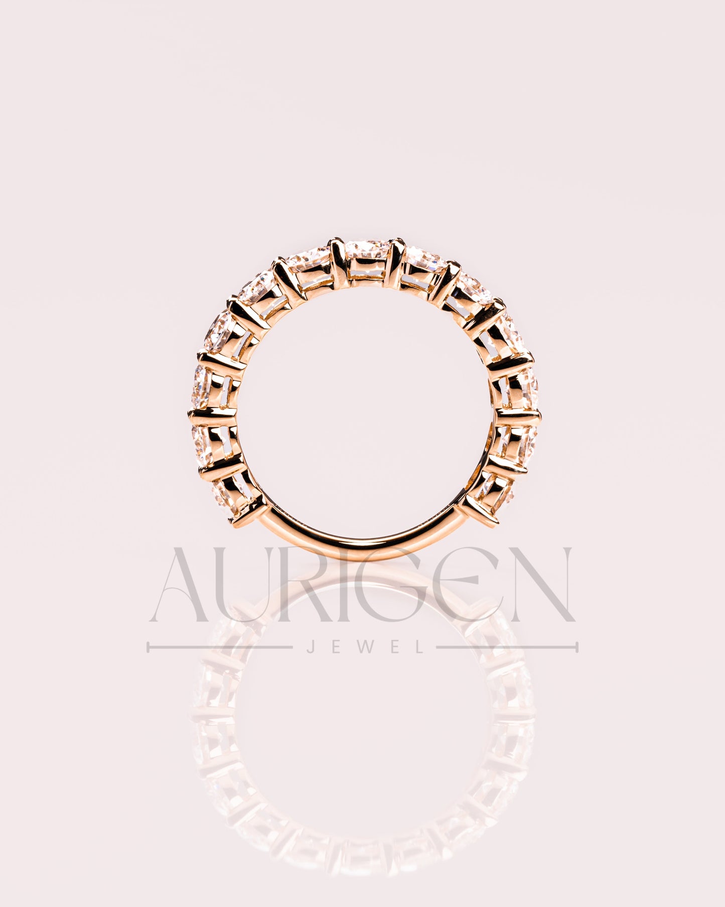 Round Moissanite & Leb Grown Diamond Eternity Band in 14K Solid Gold