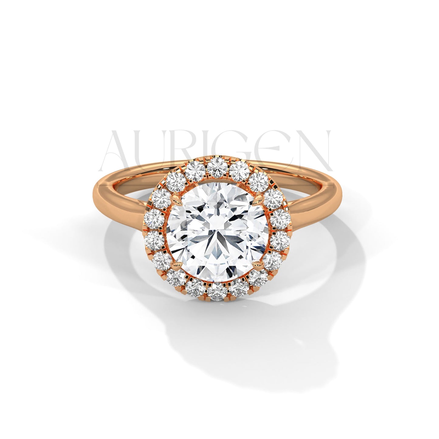 Brilliant Round Cut Solitaire Halo Diamond Engagement Ring 14K Solid Gold Ring