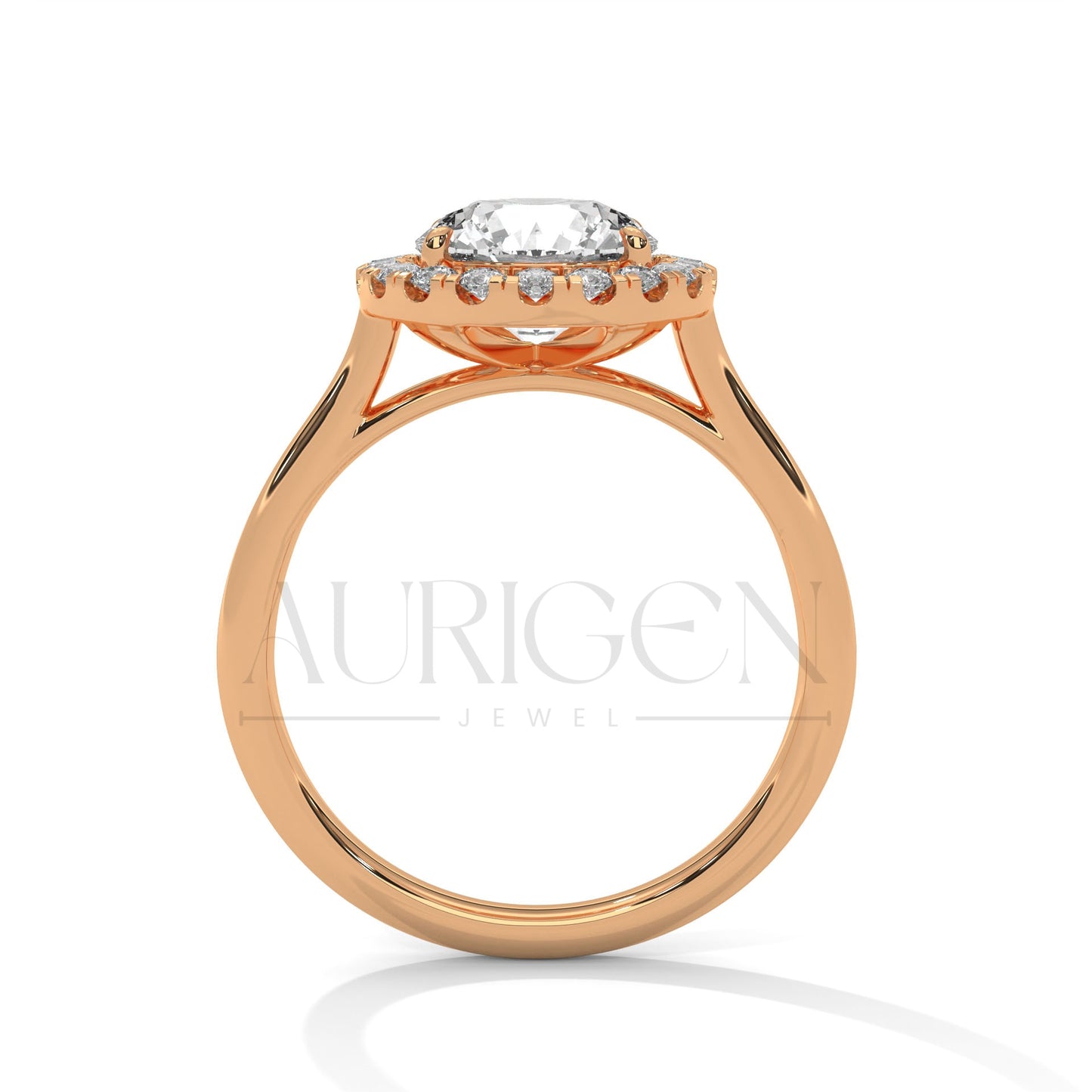 Brilliant Round Cut Solitaire Halo Diamond Engagement Ring 14K Solid Gold Ring