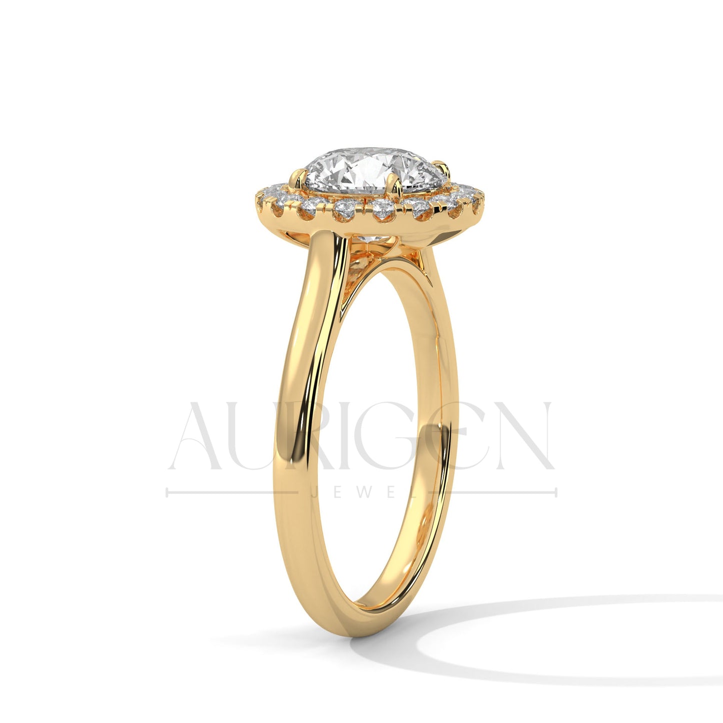 Brilliant Round Cut Solitaire Halo Diamond Engagement Ring 14K Solid Gold Ring